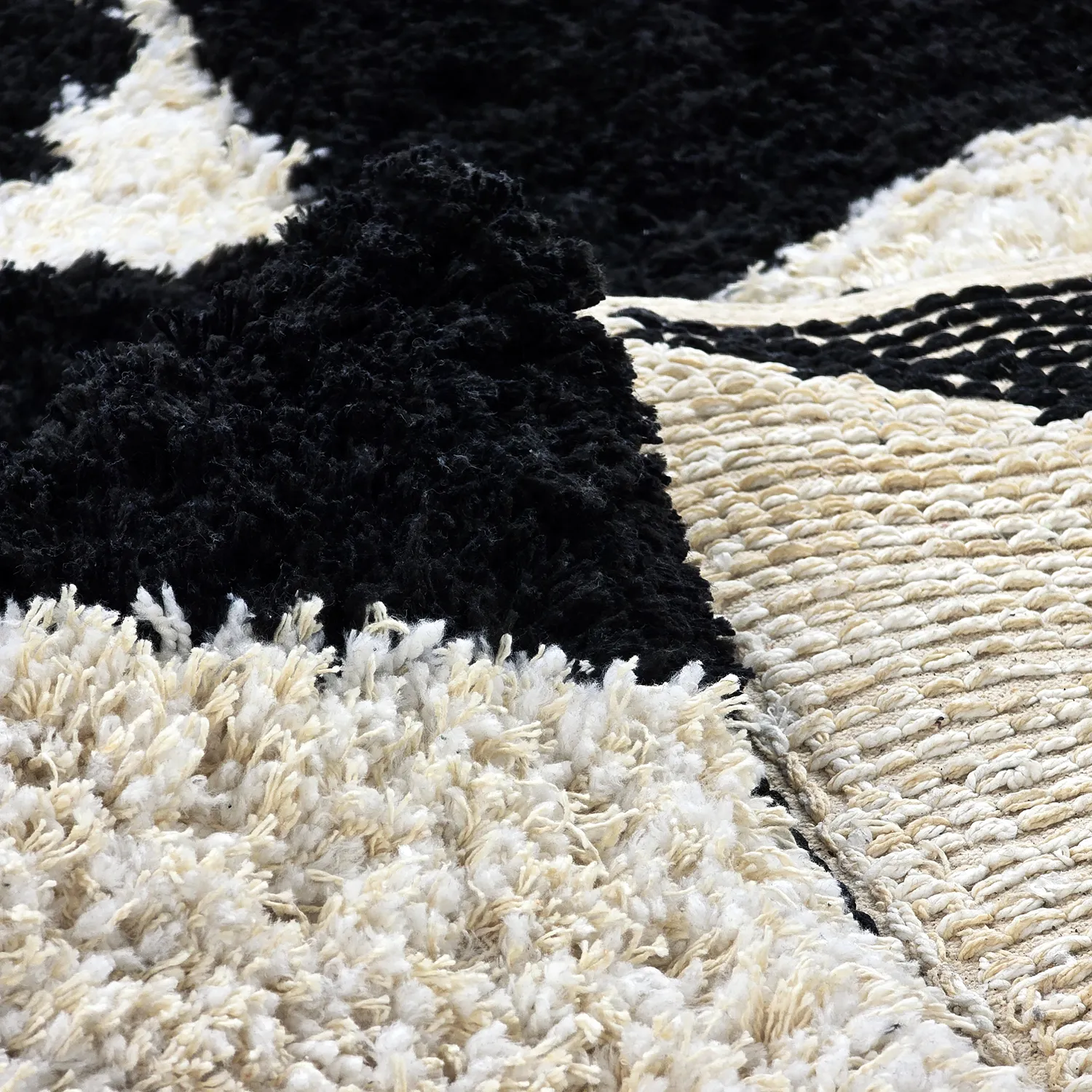 Shaggy rugs - Marvao Natural Cotton Shaggy (off-white/black)
