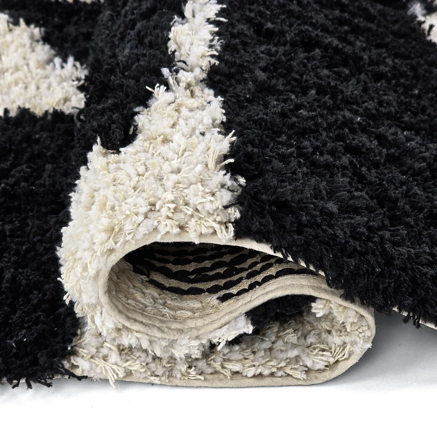 Shaggy rugs - Marvao Natural Cotton Shaggy (off-white/black)