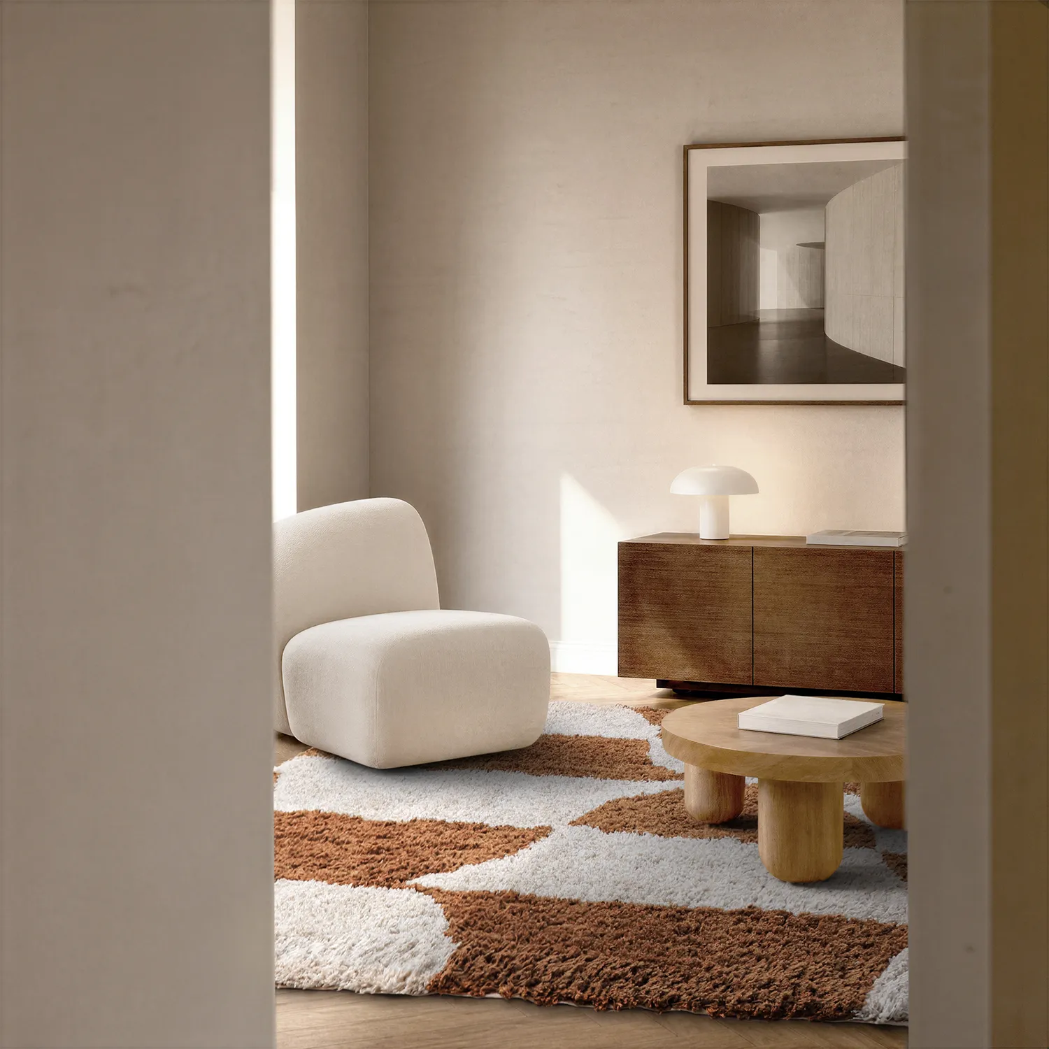 Shaggy rugs - Kalymnos Natural Cotton Shaggy (off-white/ochre)