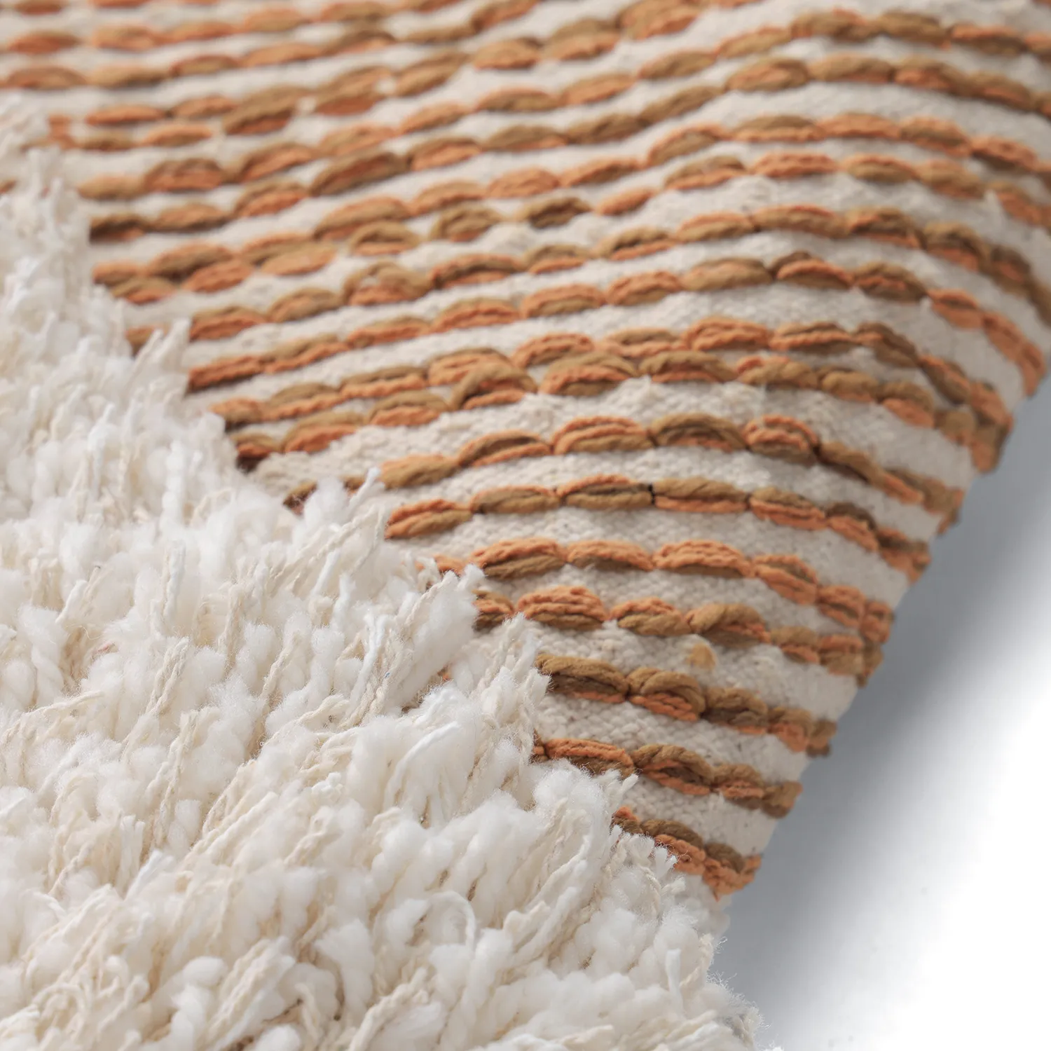 Shaggy rugs - Kalymnos Natural Cotton Shaggy (off-white/ochre)