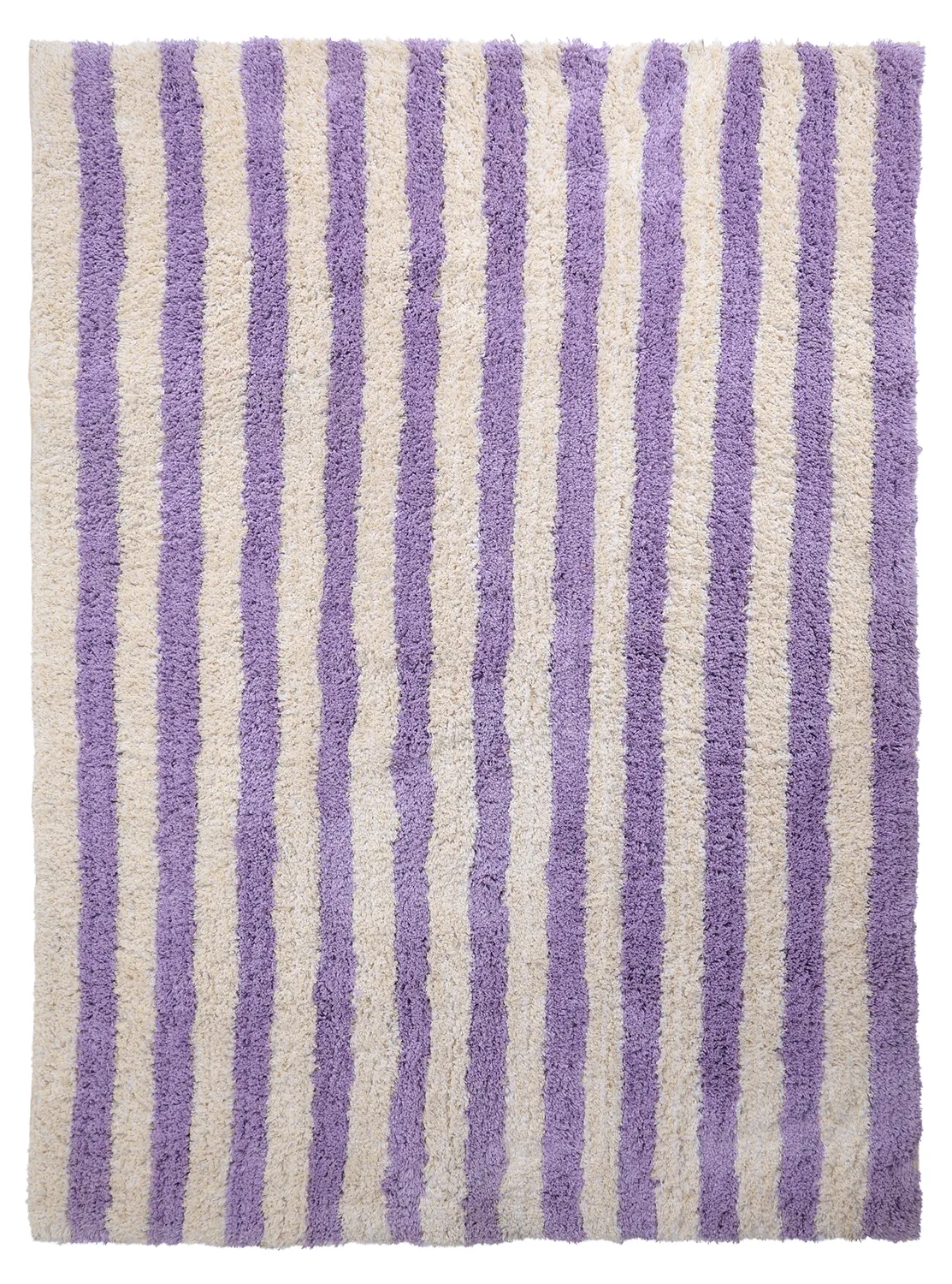 Shaggy rugs - Thira Stripe Cotton Shaggy (cream/light purple)
