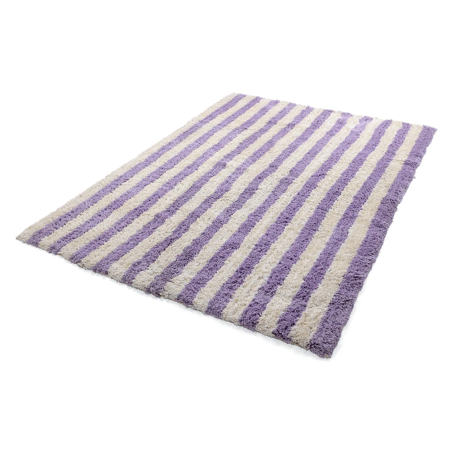 Shaggy rugs - Thira Stripe Cotton Shaggy (cream/light purple)