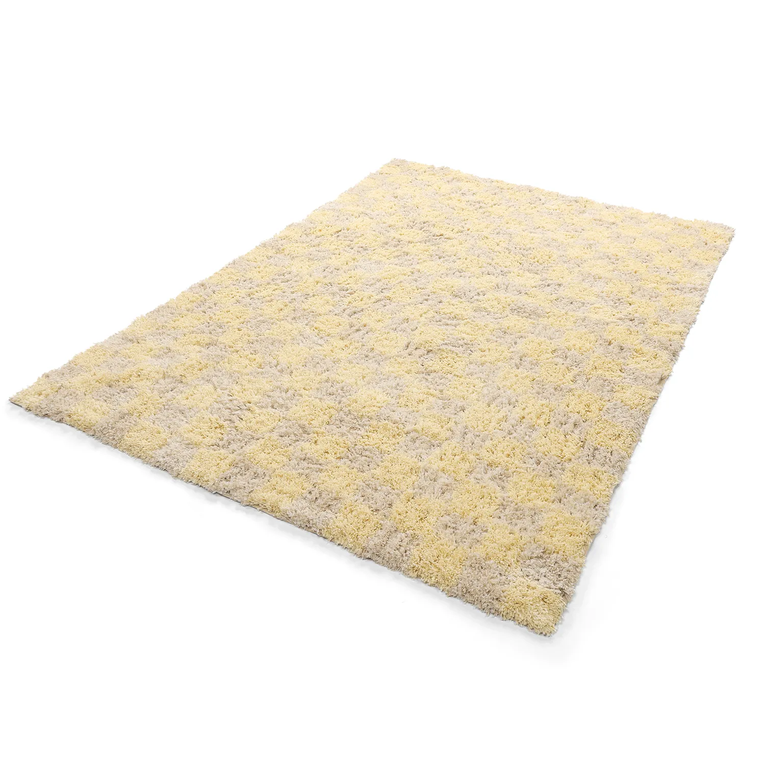 Shaggy rugs - Methoni Check Cotton Shaggy (cream/light yellow)