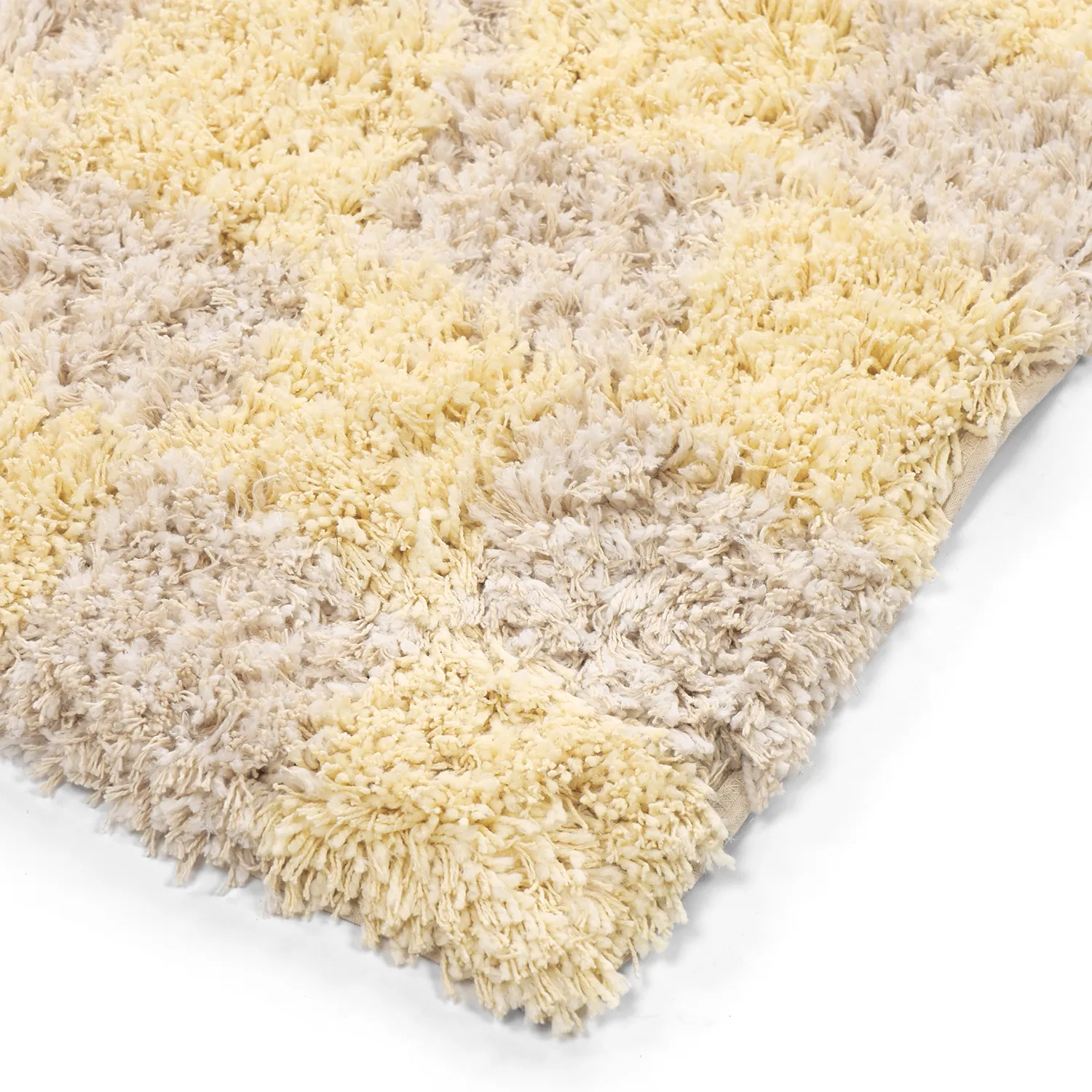 Shaggy rugs - Methoni Check Cotton Shaggy (cream/light yellow)