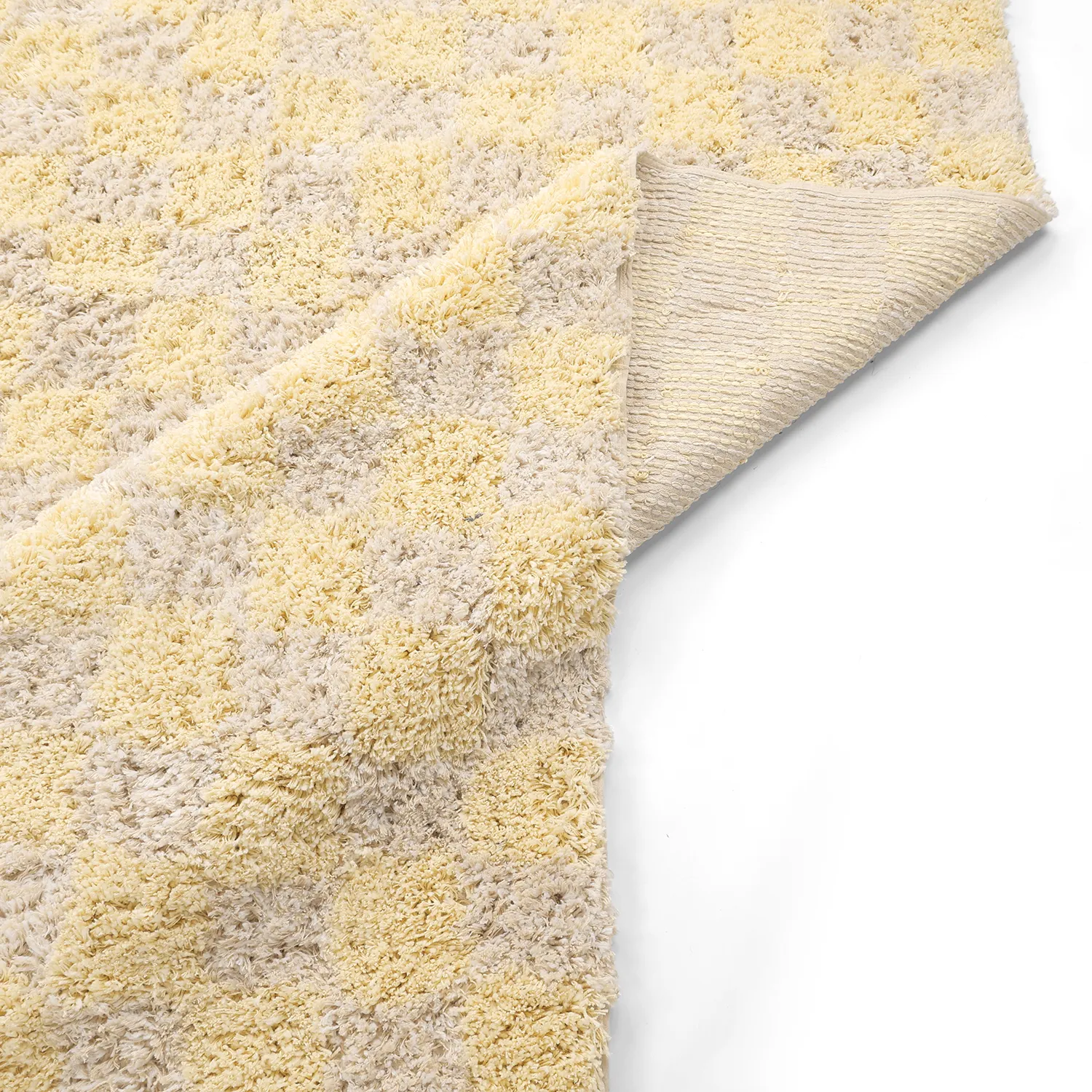 Shaggy rugs - Methoni Check Cotton Shaggy (cream/light yellow)