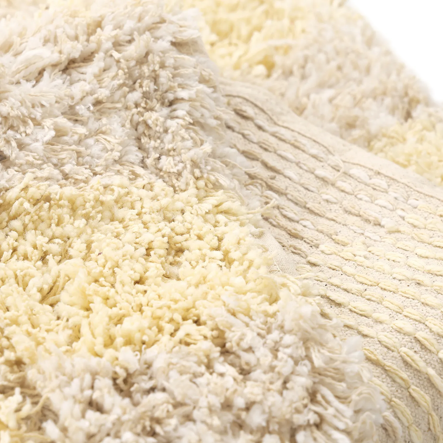 Shaggy rugs - Methoni Check Cotton Shaggy (cream/light yellow)