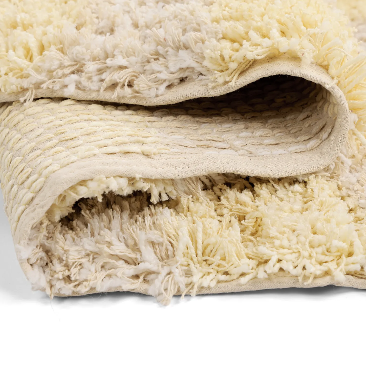 Shaggy rugs - Methoni Check Cotton Shaggy (cream/light yellow)