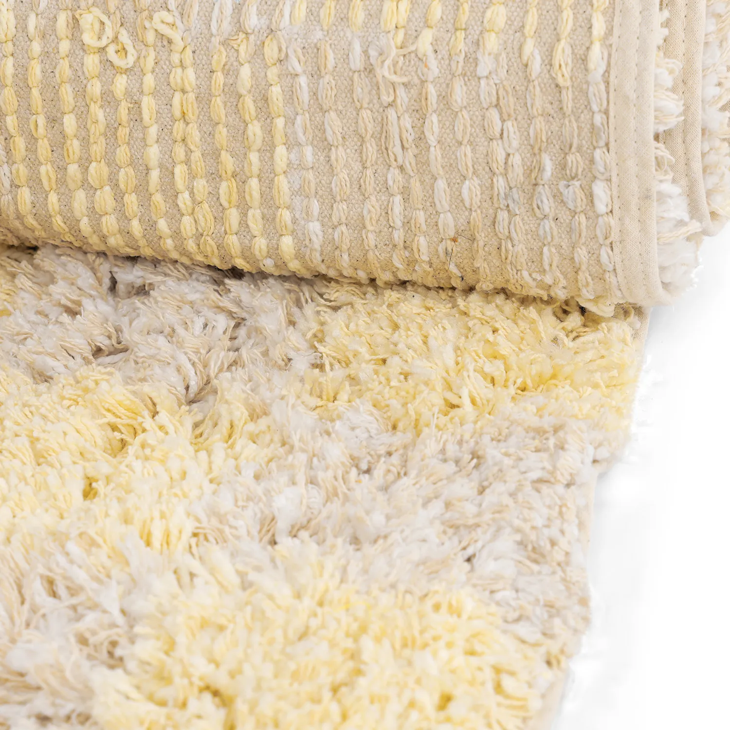 Shaggy rugs - Methoni Check Cotton Shaggy (cream/light yellow)