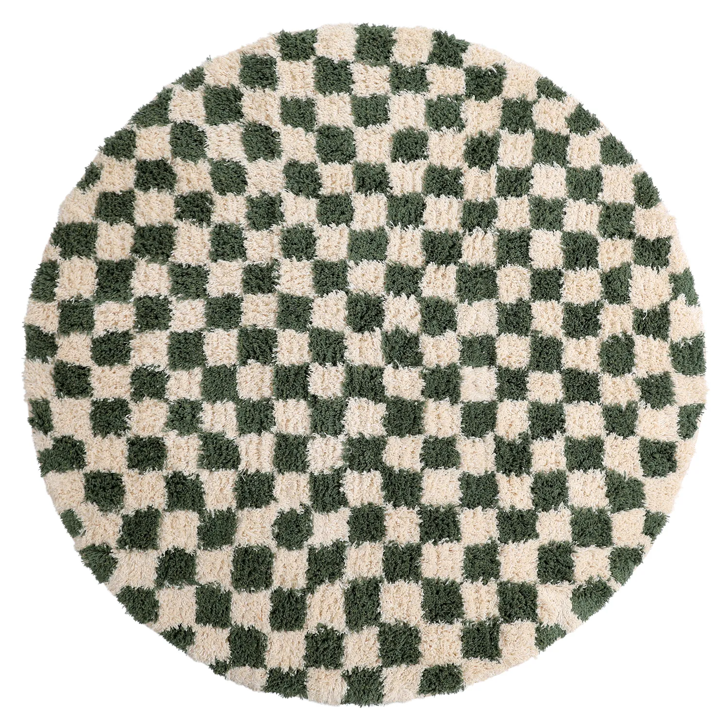 Round rug - Methoni Check Cotton Shaggy (cream/green)