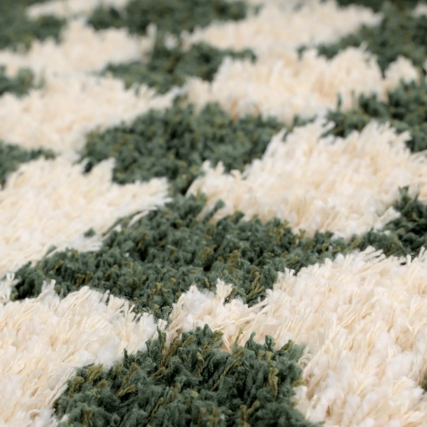 Round rug - Methoni Check Cotton Shaggy (cream/green)