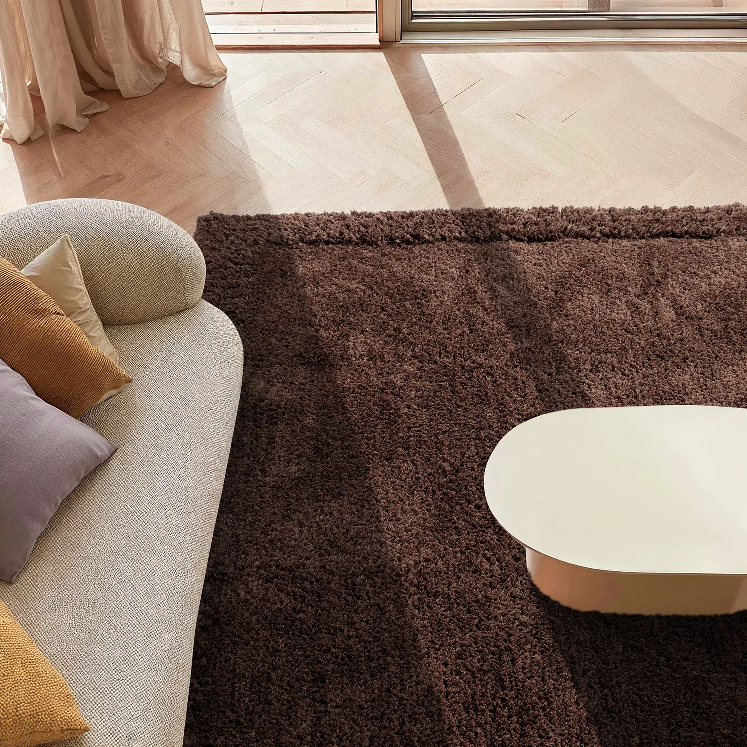 Shaggy rugs - Molyvos Natural Cotton Shaggy (brown)