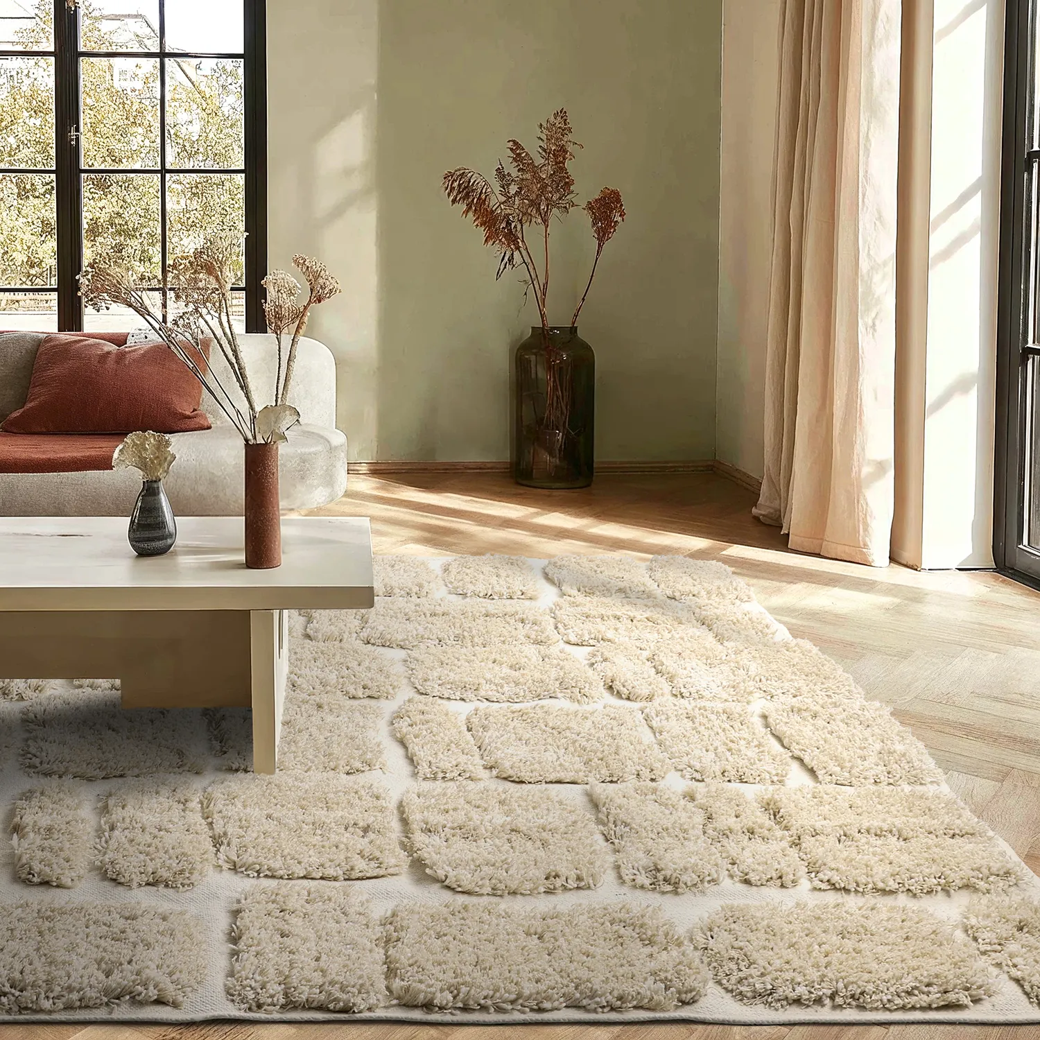 Shaggy rugs - Otranto Natural Cotton Shaggy (off-white)