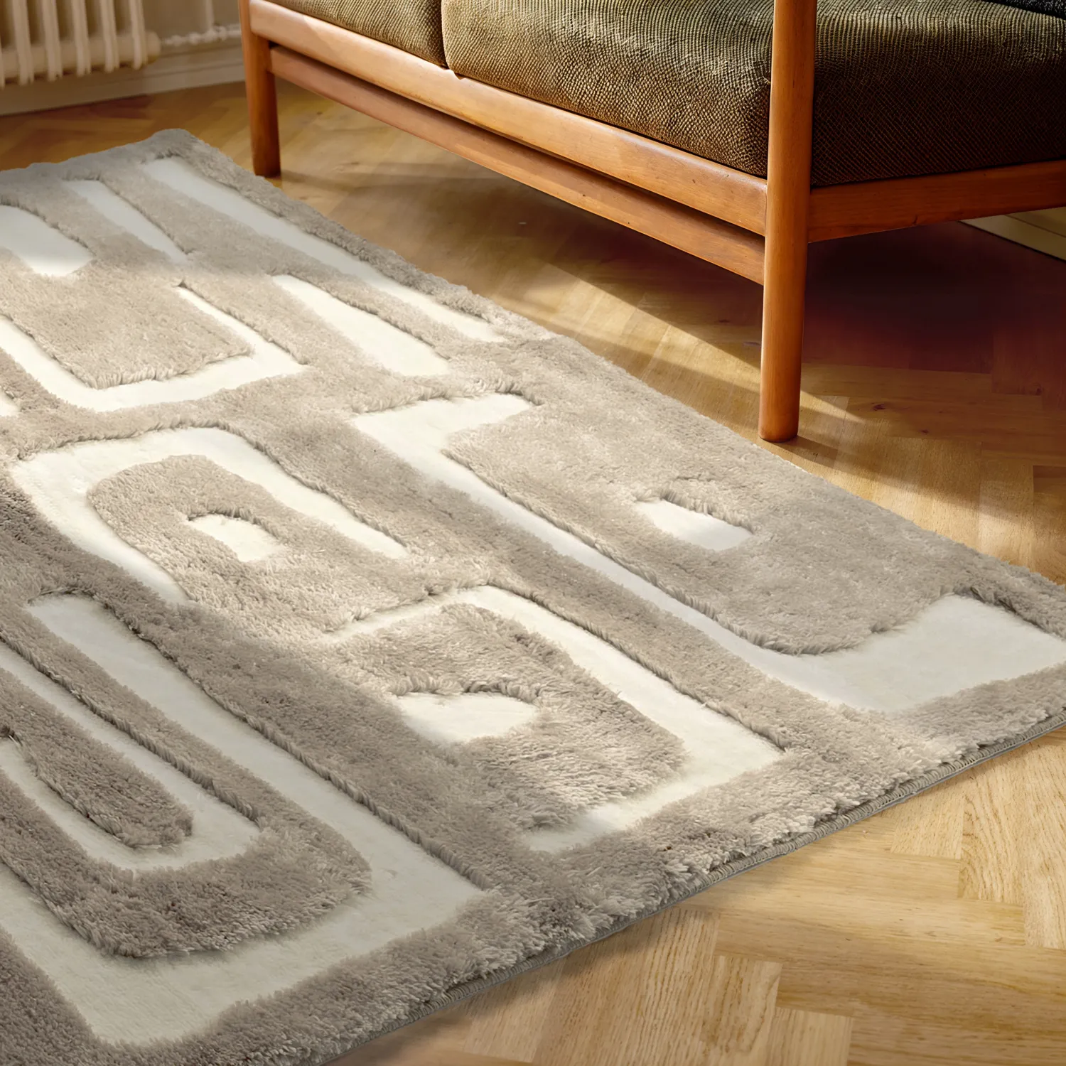 Shaggy rugs - Palmyra (beige/white)