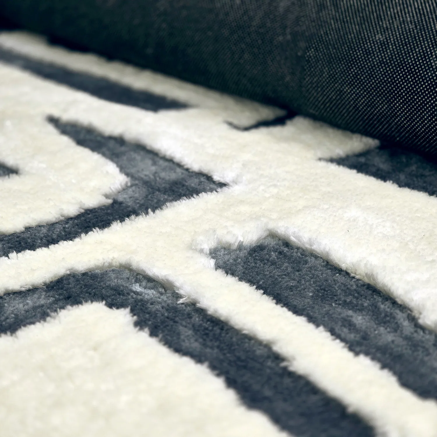 Shaggy rugs - Palmyra (white/navy blue)