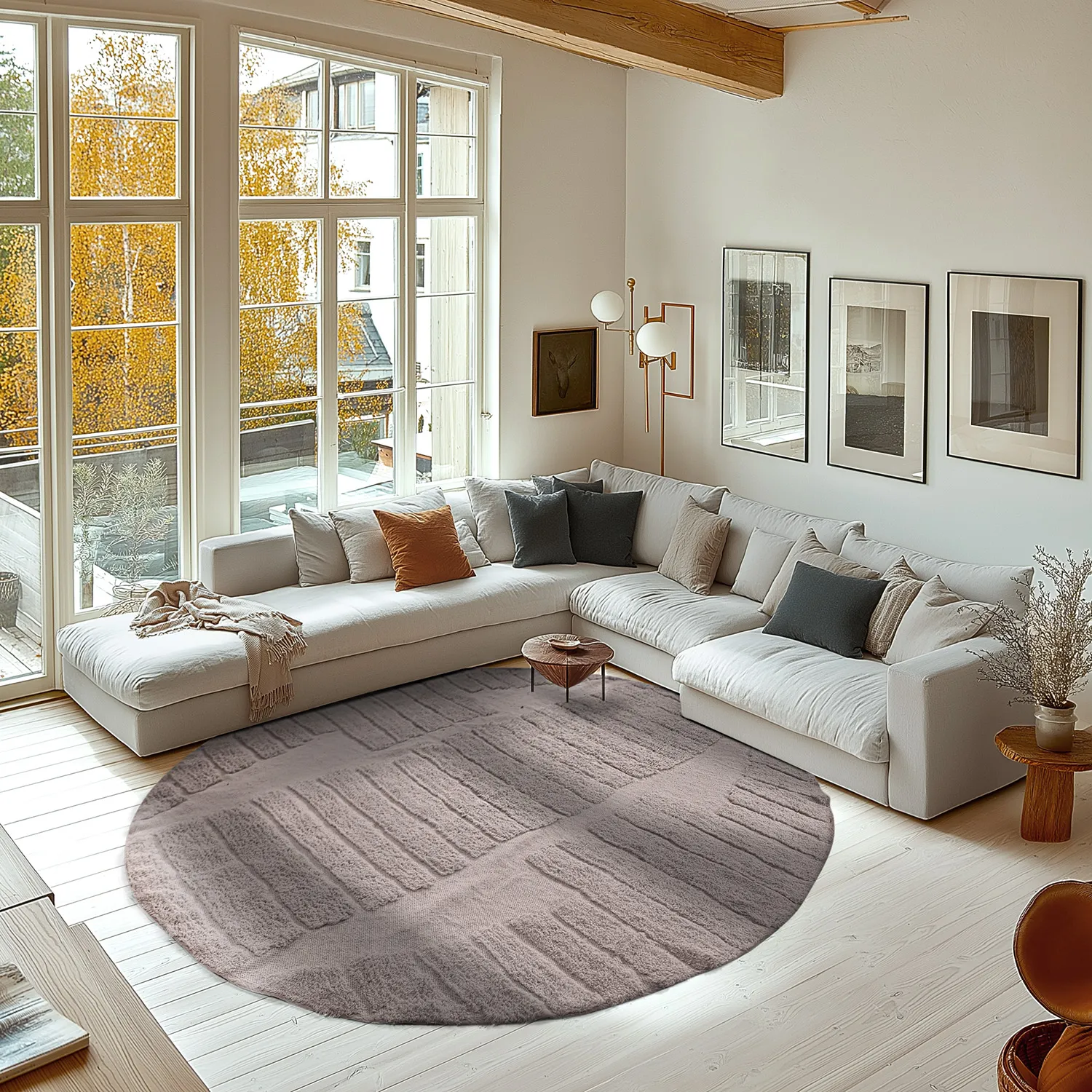 Round rug - Rani Natural Cotton Shaggy (taupe)