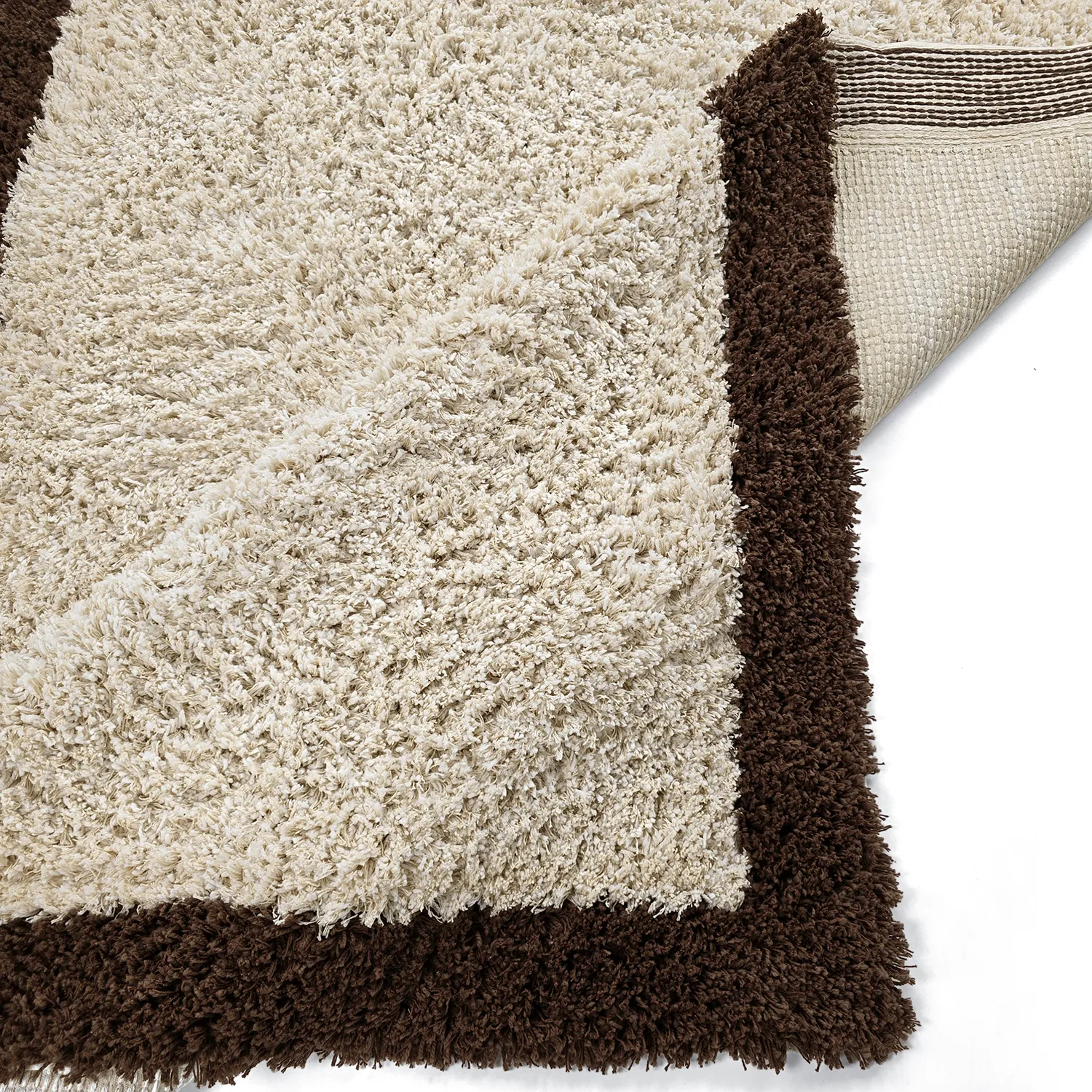 Shaggy rugs - Sagres Natural Cotton Shaggy (off-white/brown)
