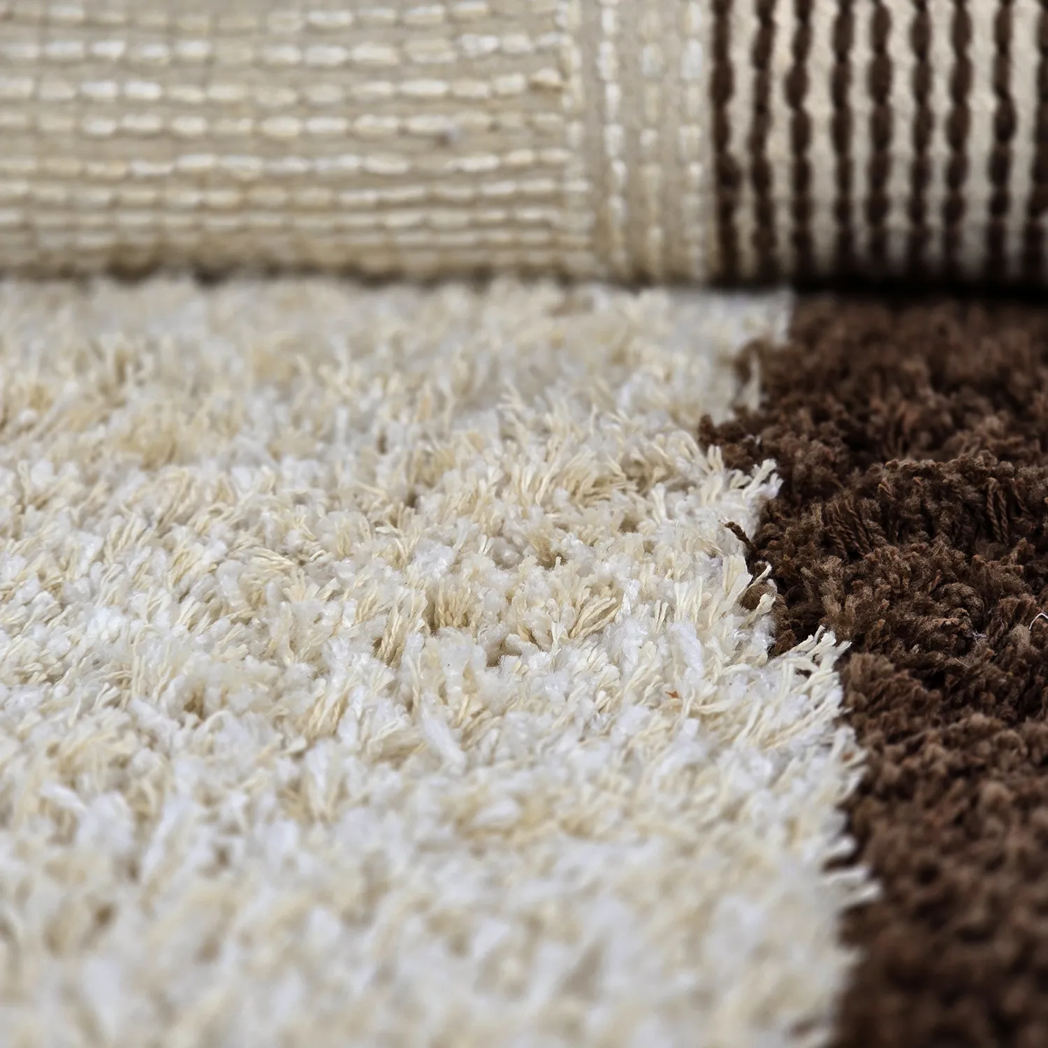 Shaggy rugs - Sagres Natural Cotton Shaggy (off-white/brown)