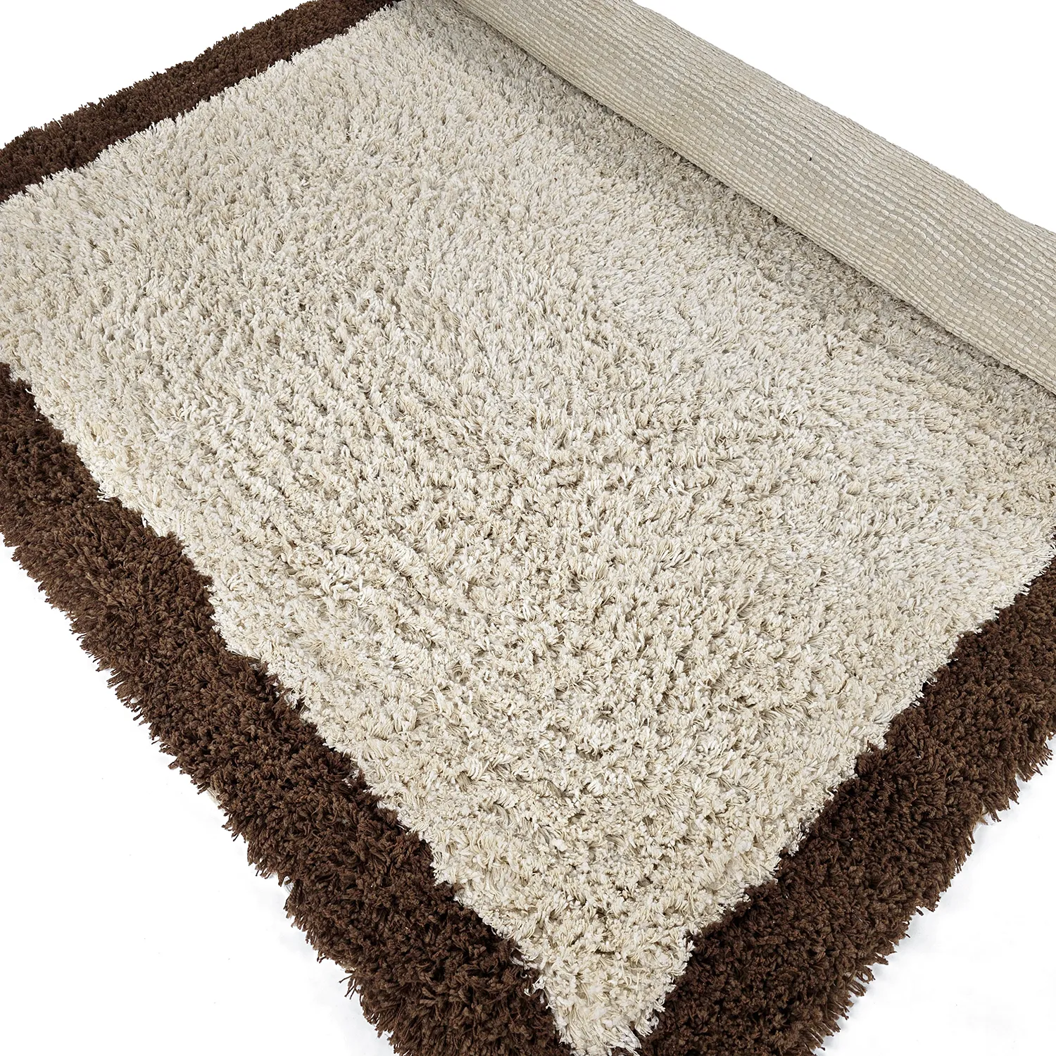 Shaggy rugs - Sagres Natural Cotton Shaggy (off-white/brown)