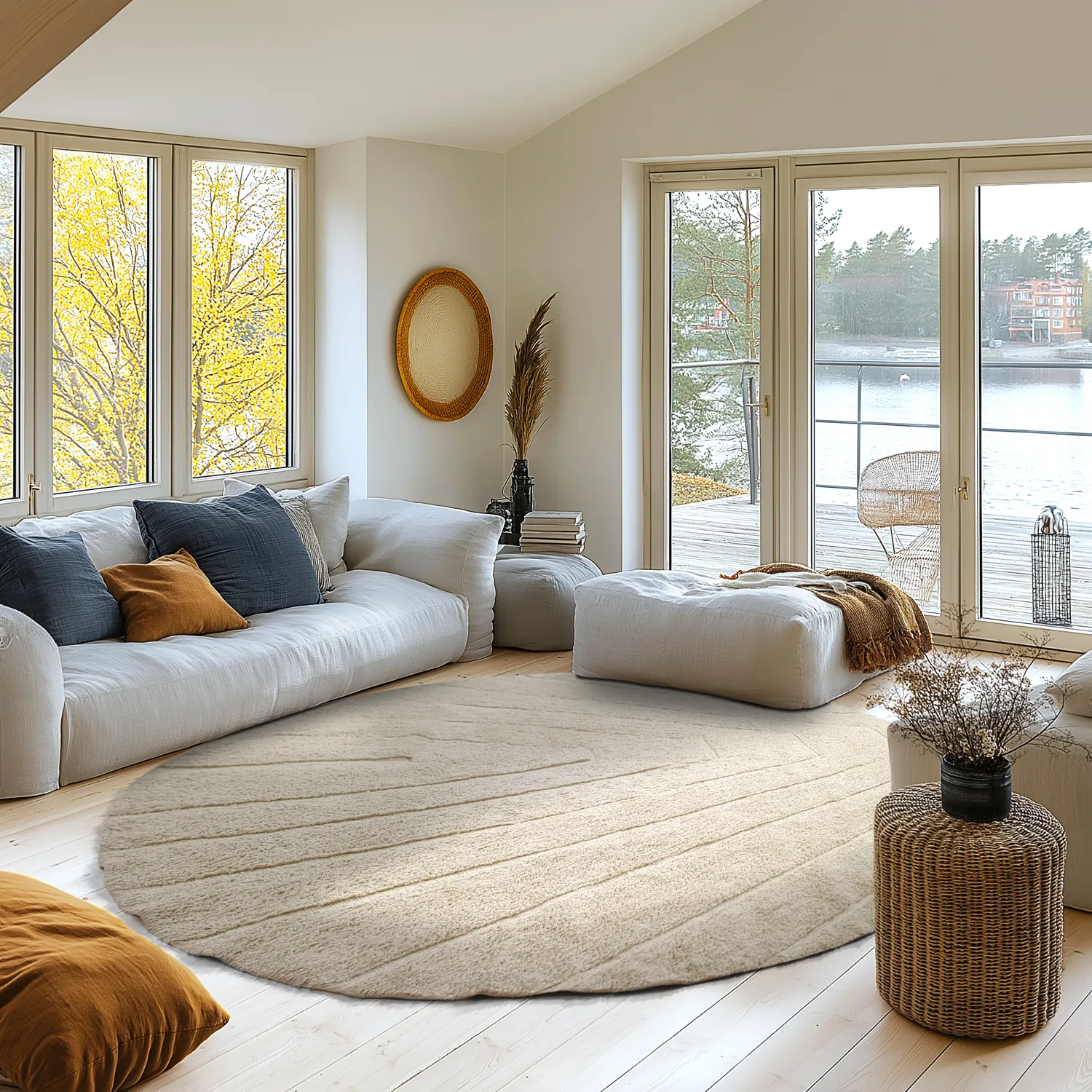 Round rug - Sivia Natural Cotton Shaggy (beige)