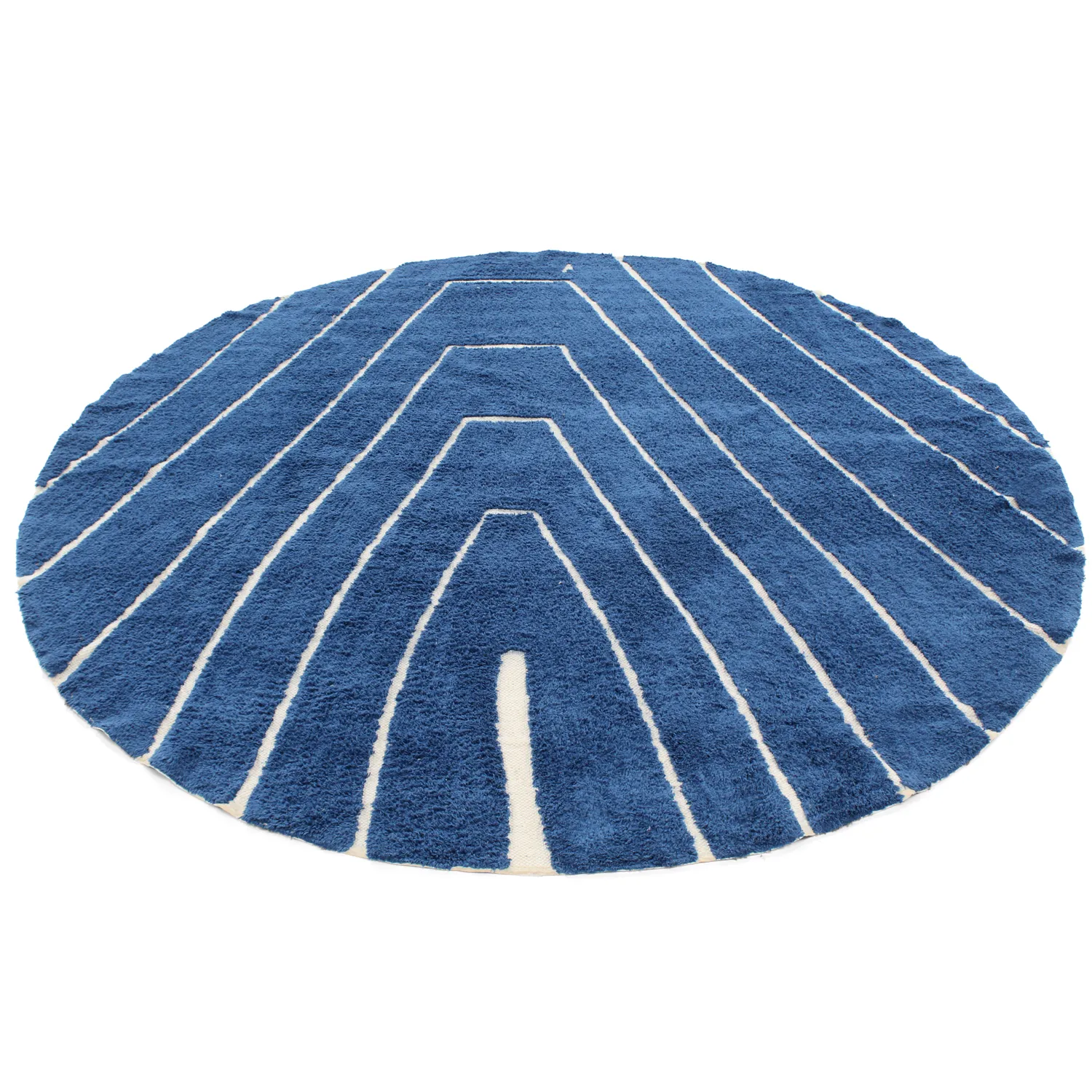 Round rug - Sivia Natural Cotton Shaggy (blue)