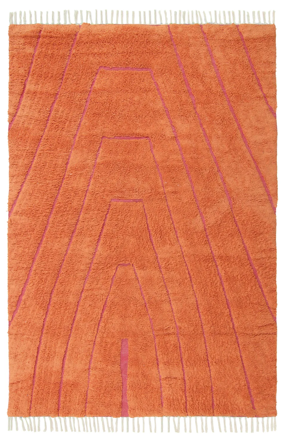 Shaggy rugs - Sivia Natural Cotton Shaggy (red/orange)
