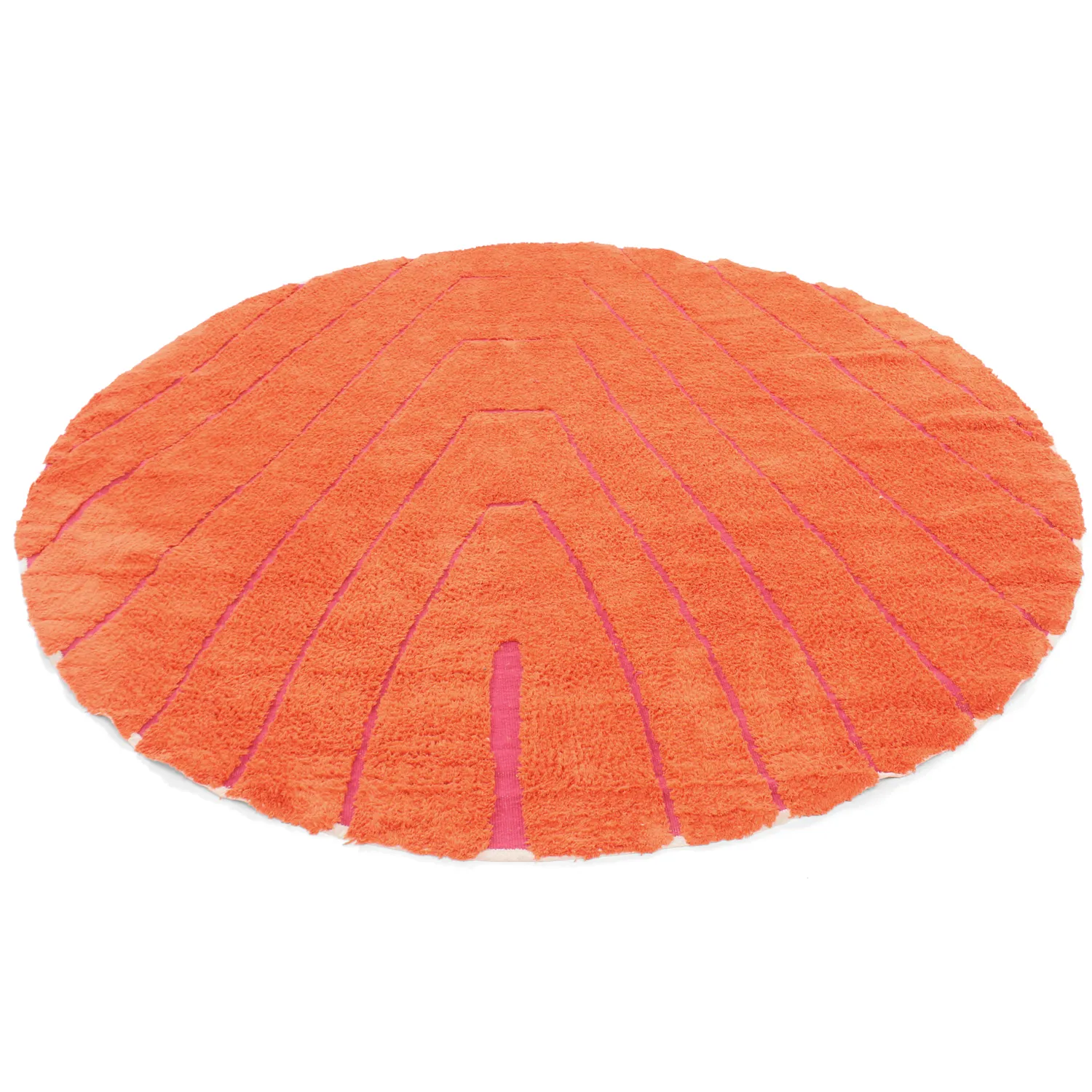 Round rug - Sivia Natural Cotton Shaggy (red/orange)