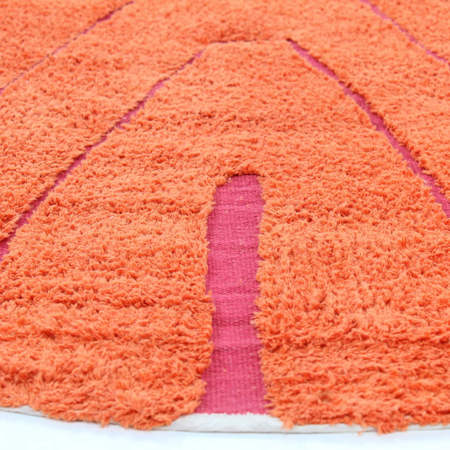 Round rug - Sivia Natural Cotton Shaggy (red/orange)