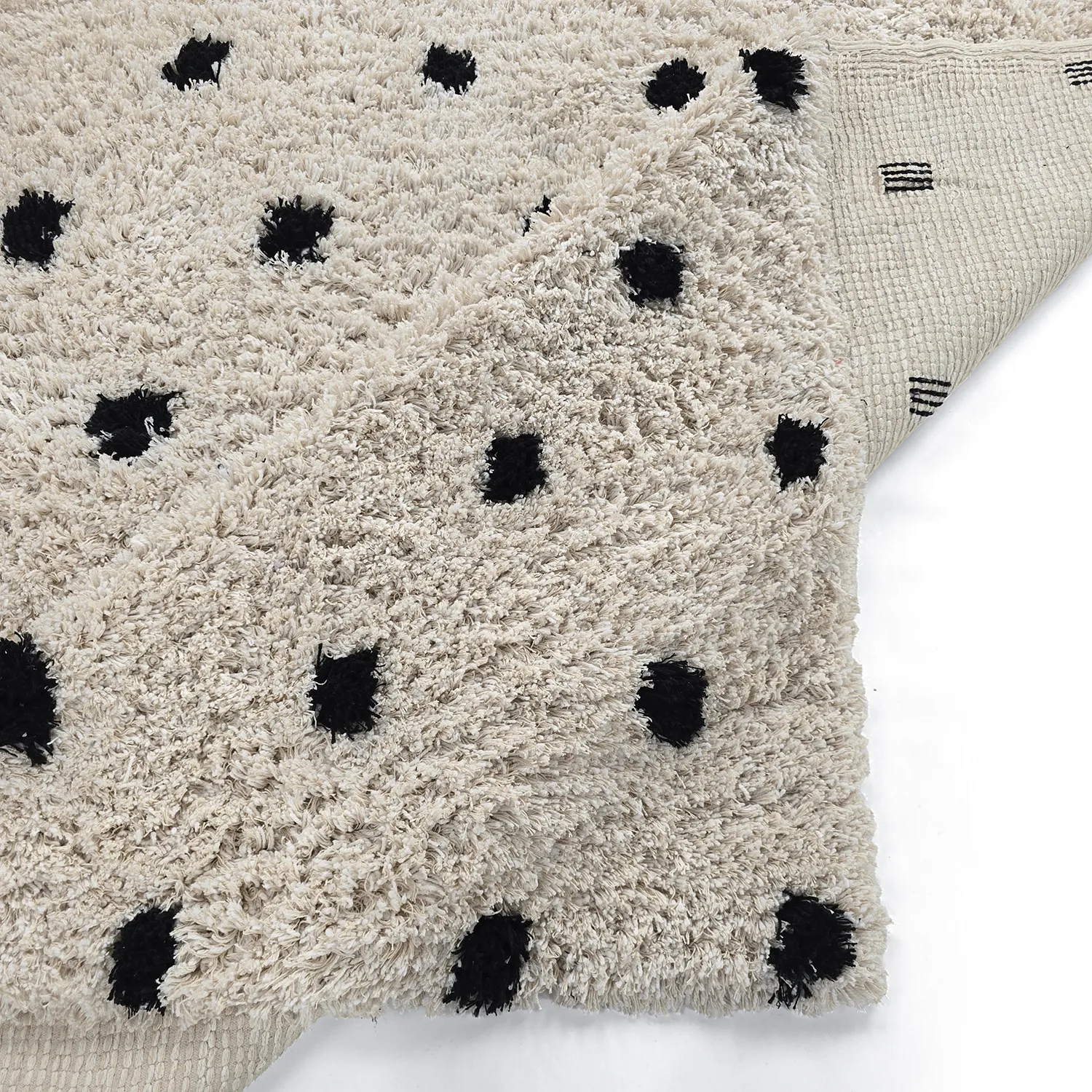 Shaggy rugs - Soria Natural Cotton Shaggy (off-white/black)