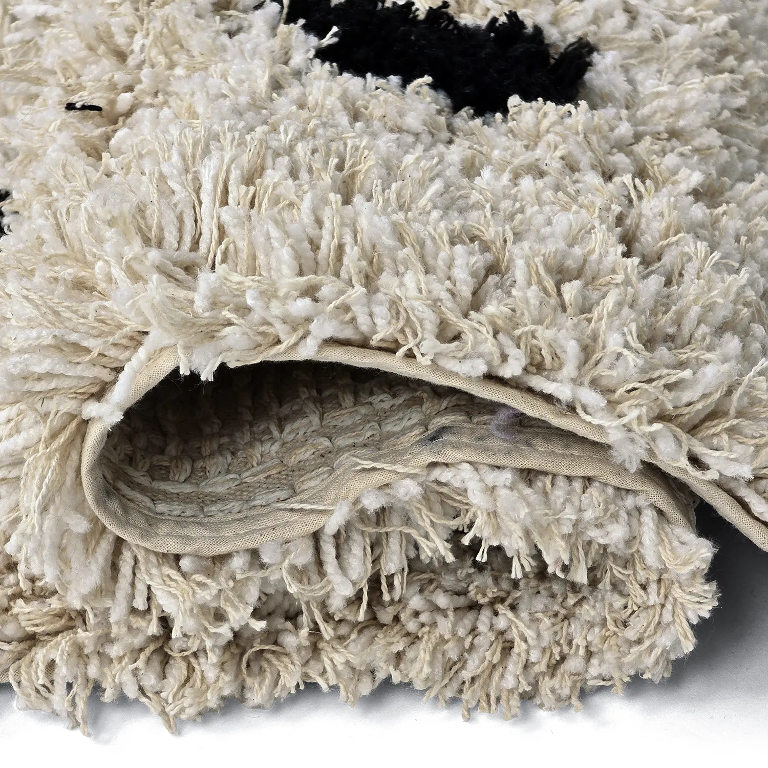 Shaggy rugs - Soria Natural Cotton Shaggy (off-white/black)