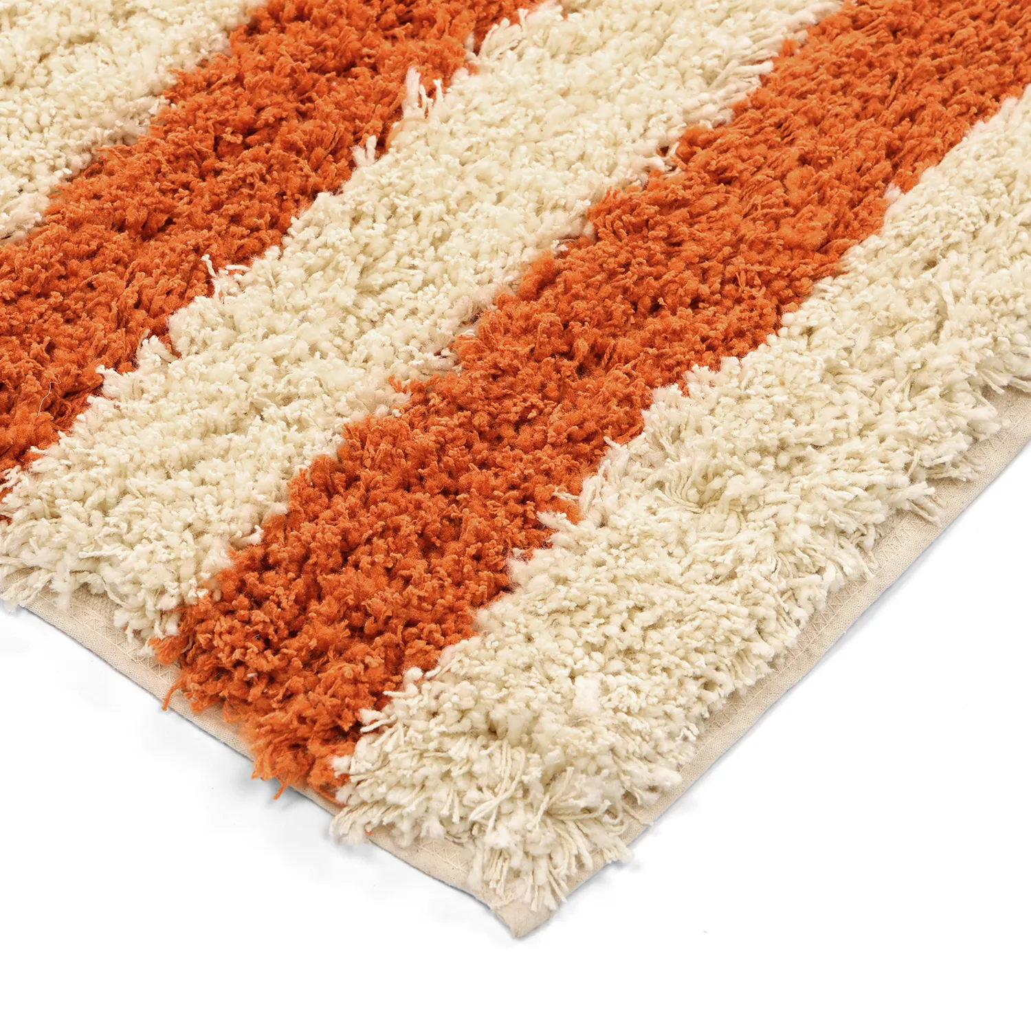 Shaggy rugs - Thira Stripe Cotton Shaggy (light yellow/light orange)