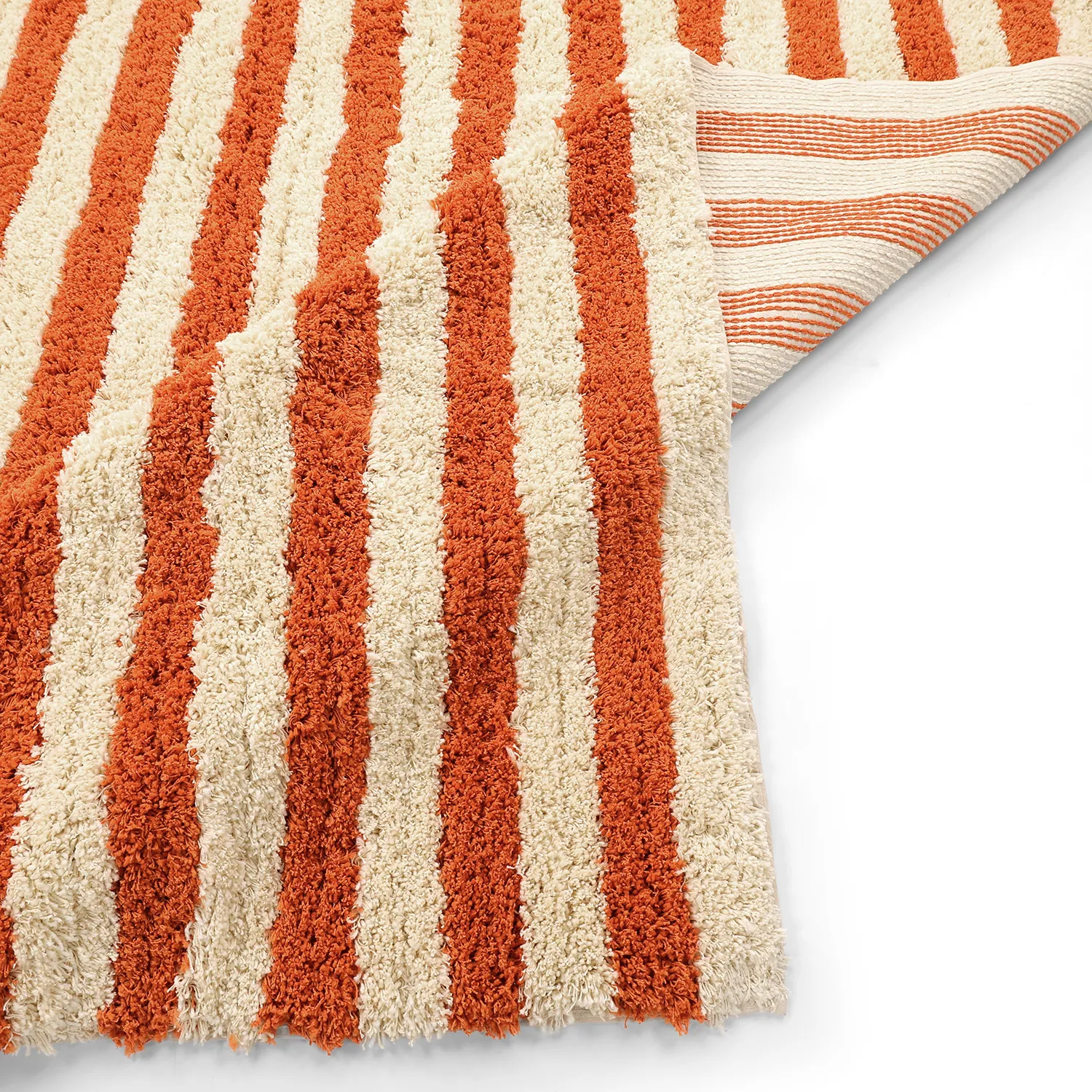 Shaggy rugs - Thira Stripe Cotton Shaggy (light yellow/light orange)