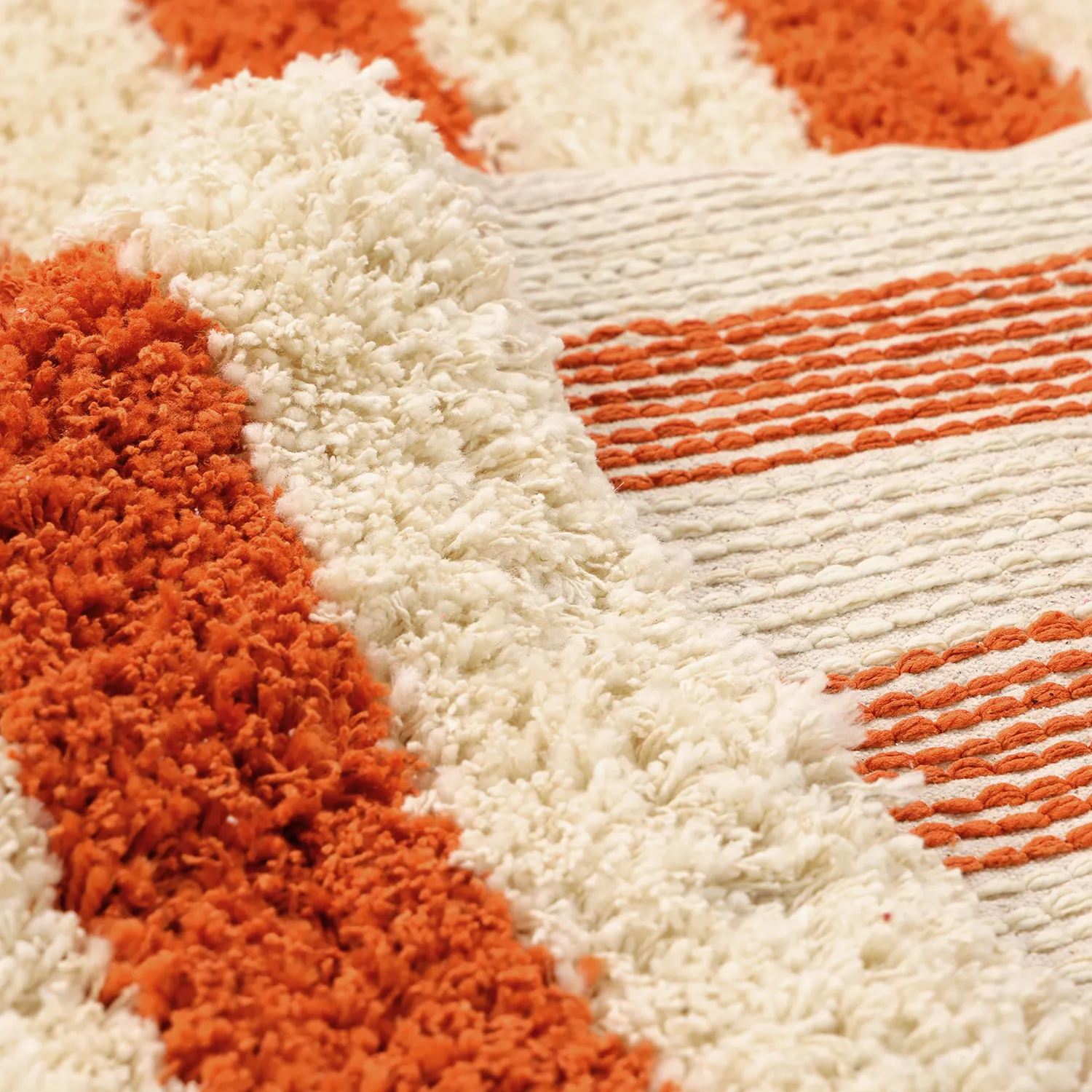 Shaggy rugs - Thira Stripe Cotton Shaggy (light yellow/light orange)