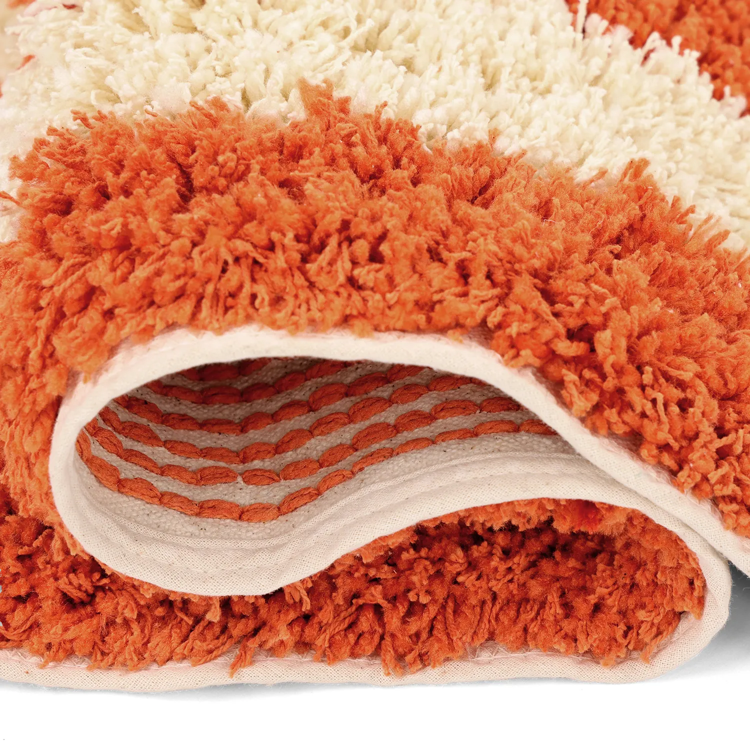 Shaggy rugs - Thira Stripe Cotton Shaggy (light yellow/light orange)