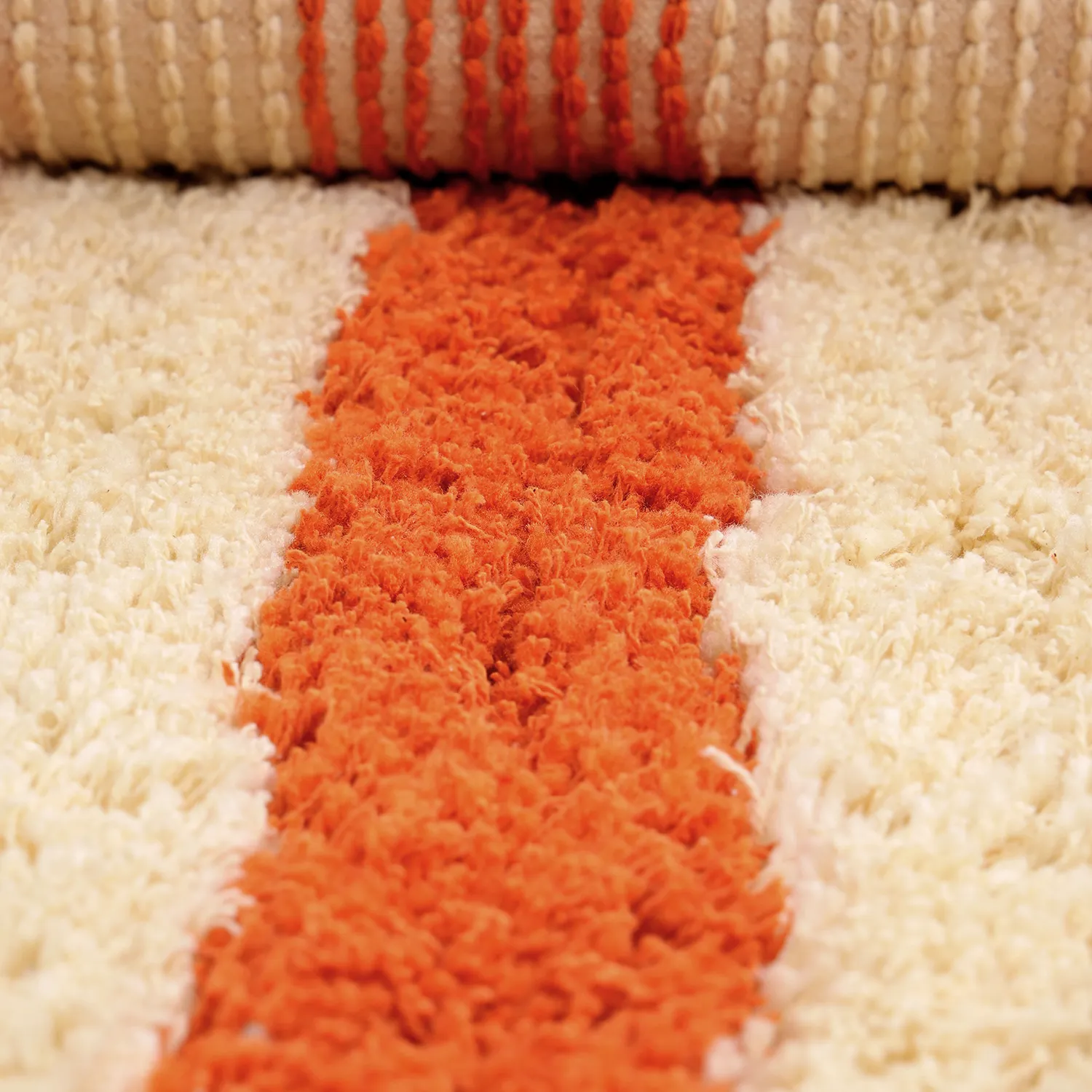 Shaggy rugs - Thira Stripe Cotton Shaggy (light yellow/light orange)