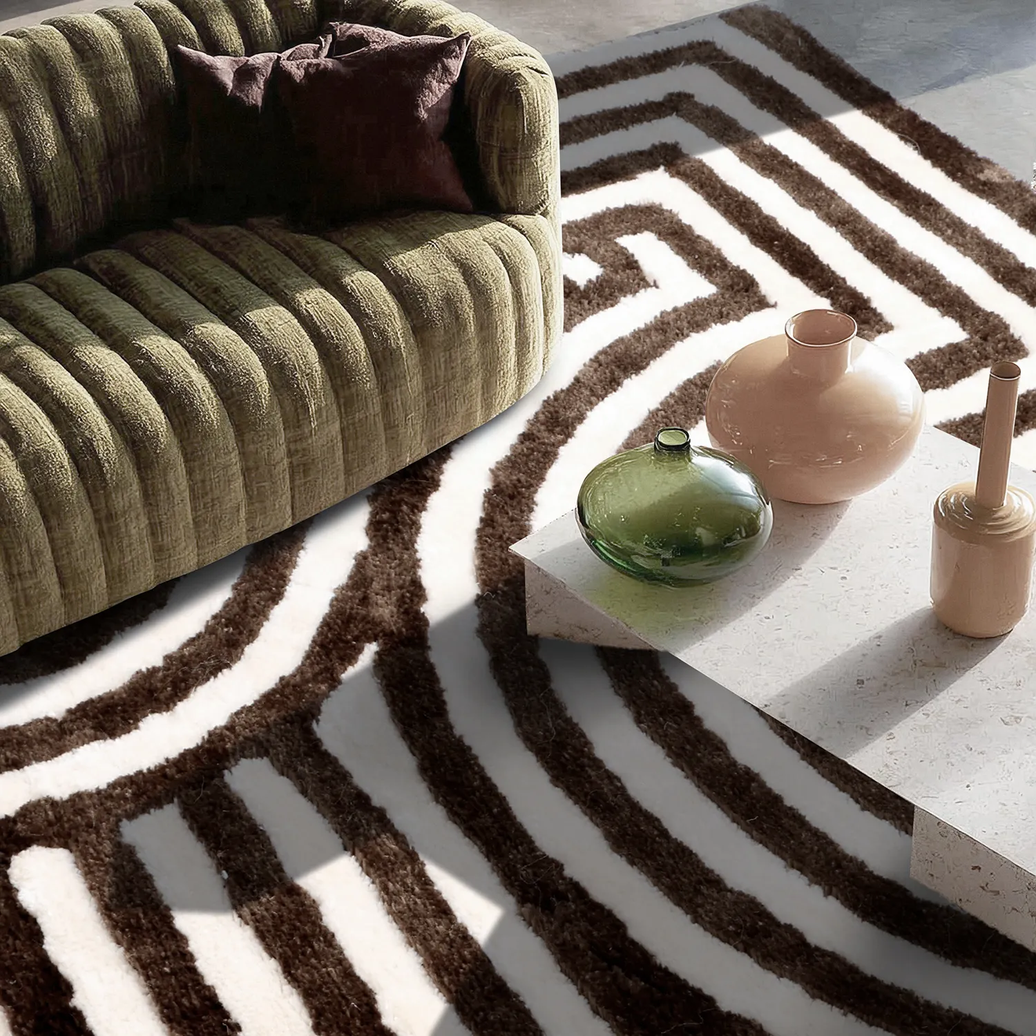 Shaggy rugs - Volos (cream/brown)