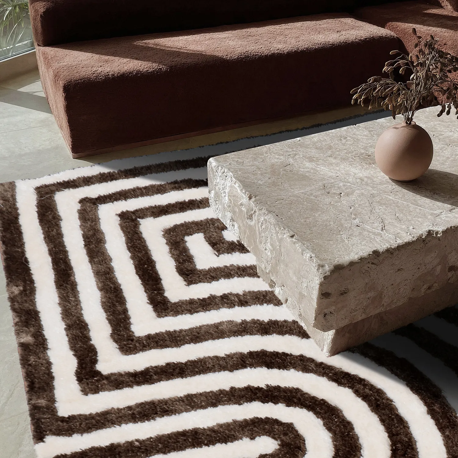 Shaggy rugs - Volos (cream/brown)