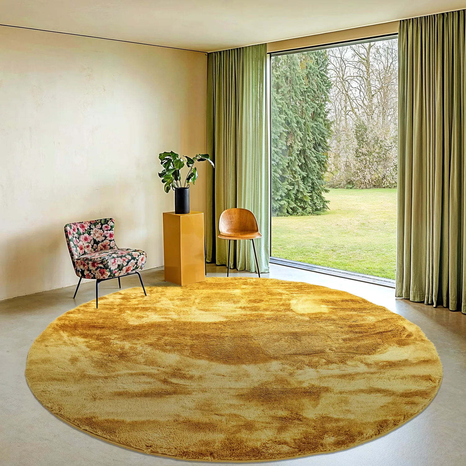 Round rugs - Aranga Super Soft Fur (ochre)