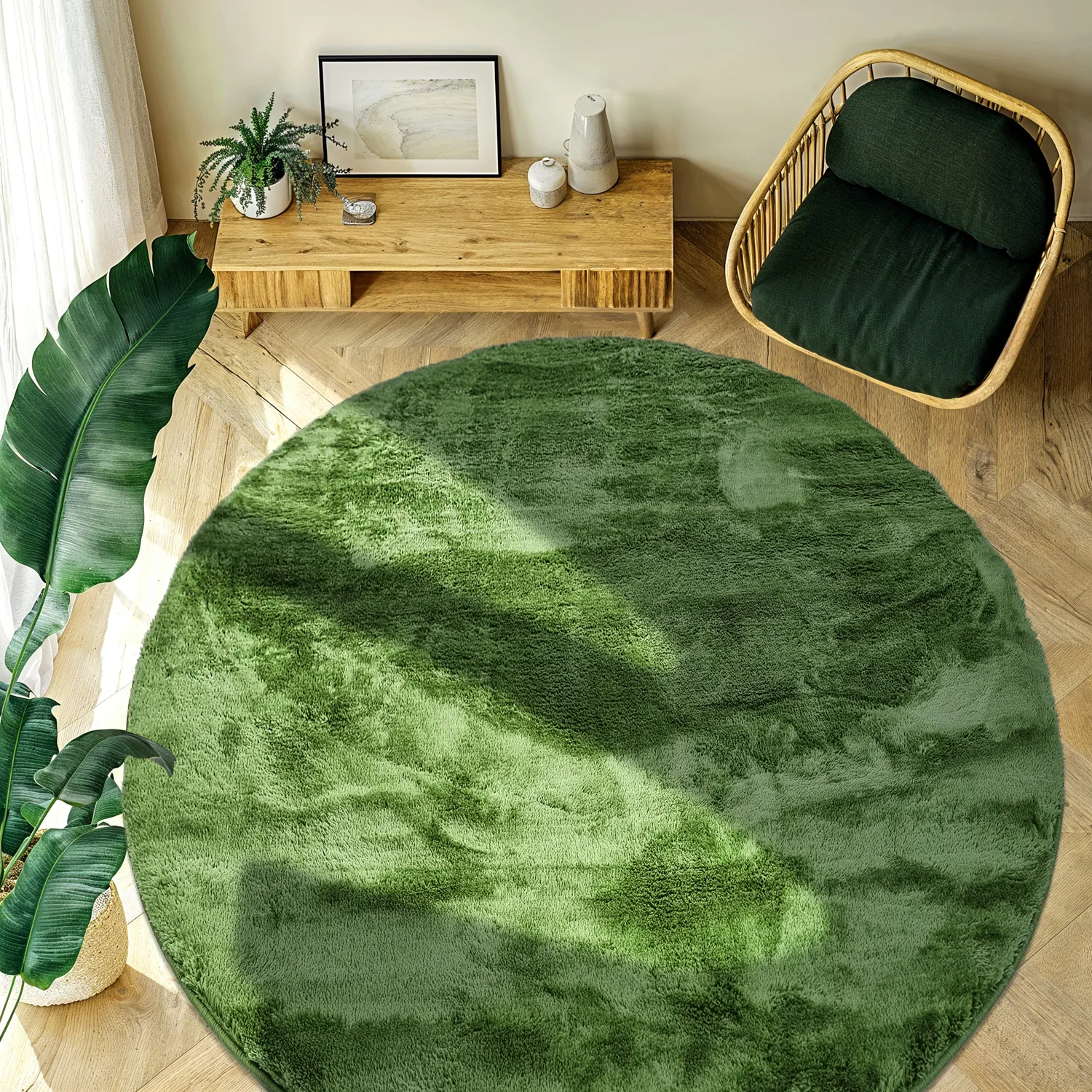 Round rugs - Aranga Super Soft Fur (olive)