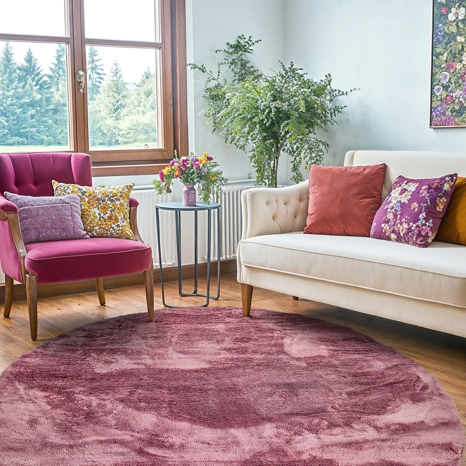 Round rugs - Aranga Super Soft Fur (rose)