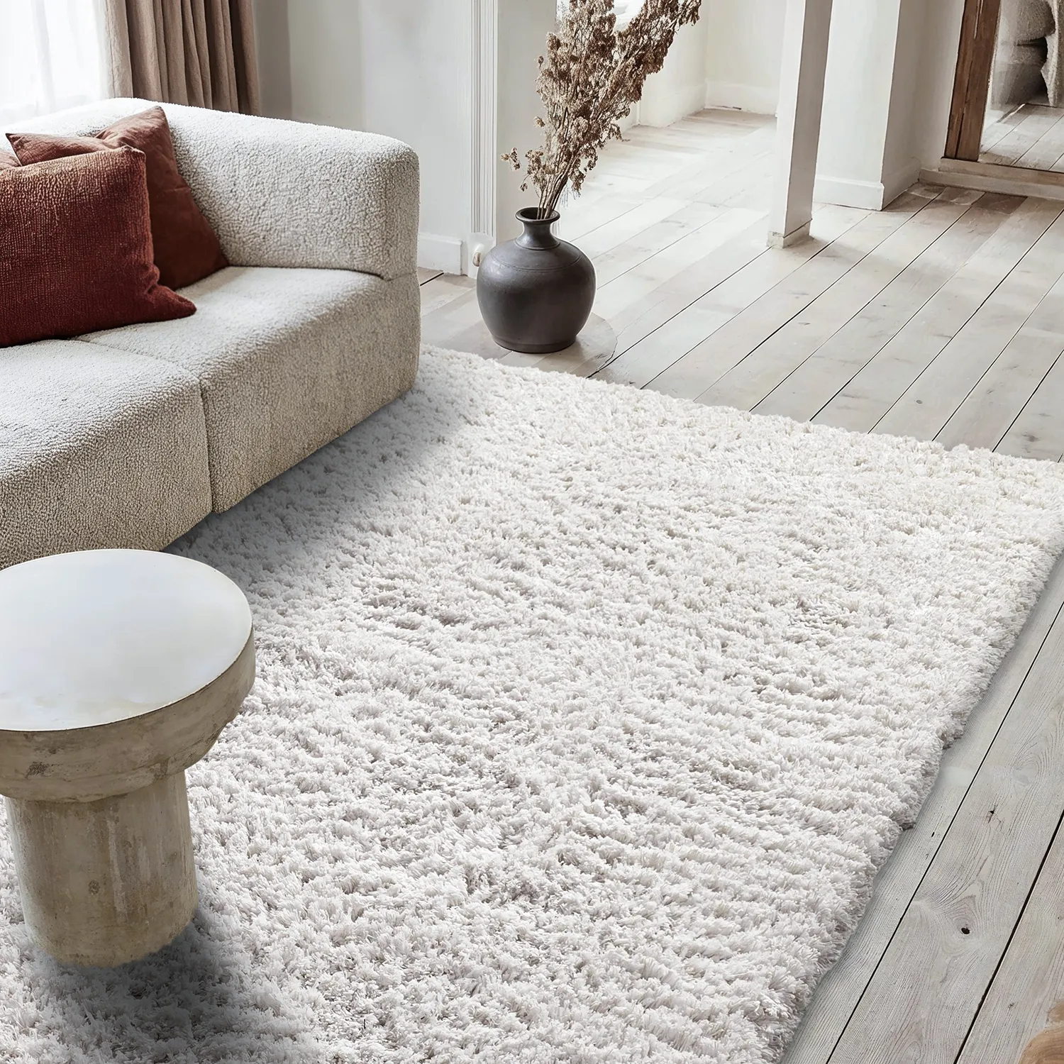 Shaggy rugs - Combarro Solid Cotton Shaggy (cream)