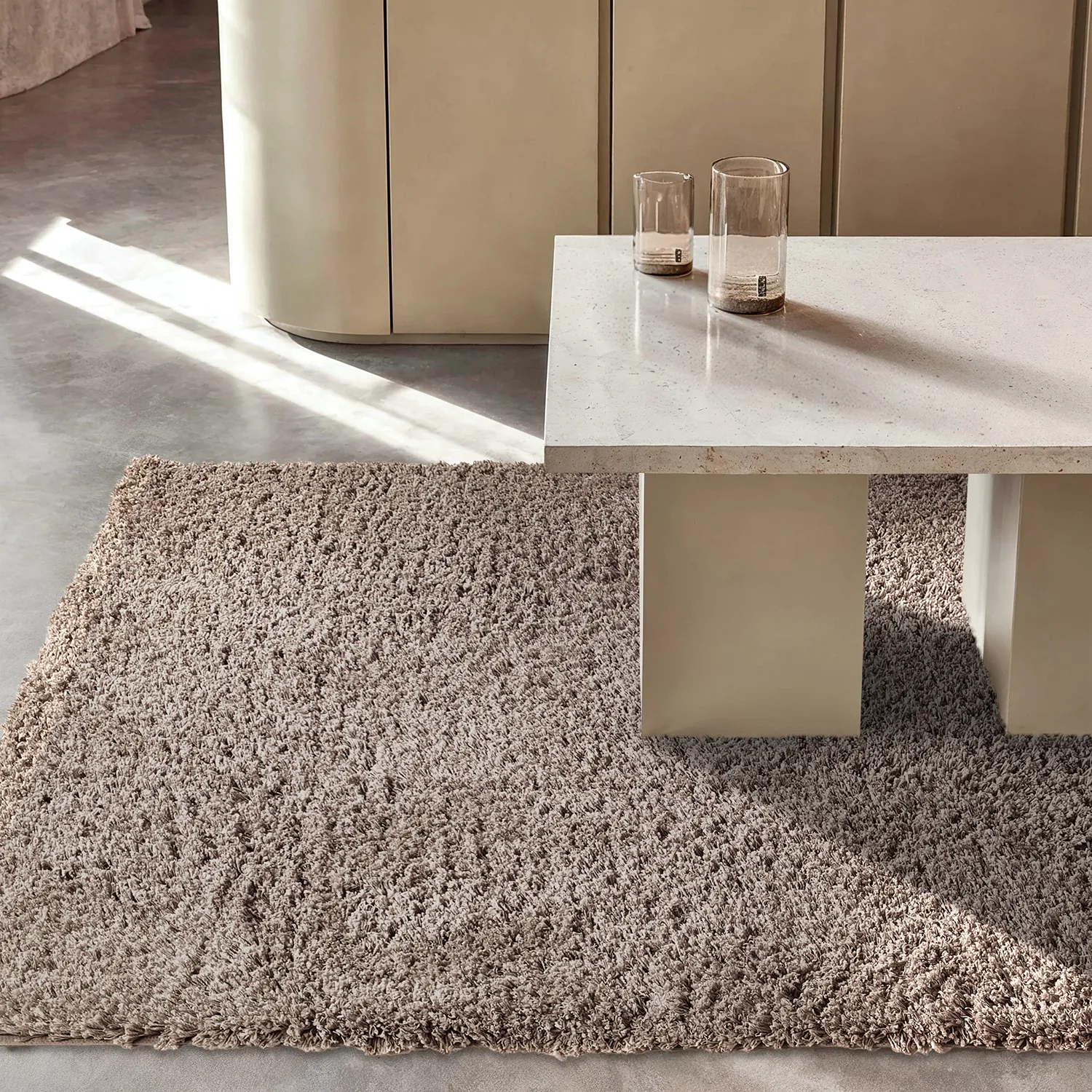 Shaggy rugs - Combarro Solid Cotton Shaggy (taupe)