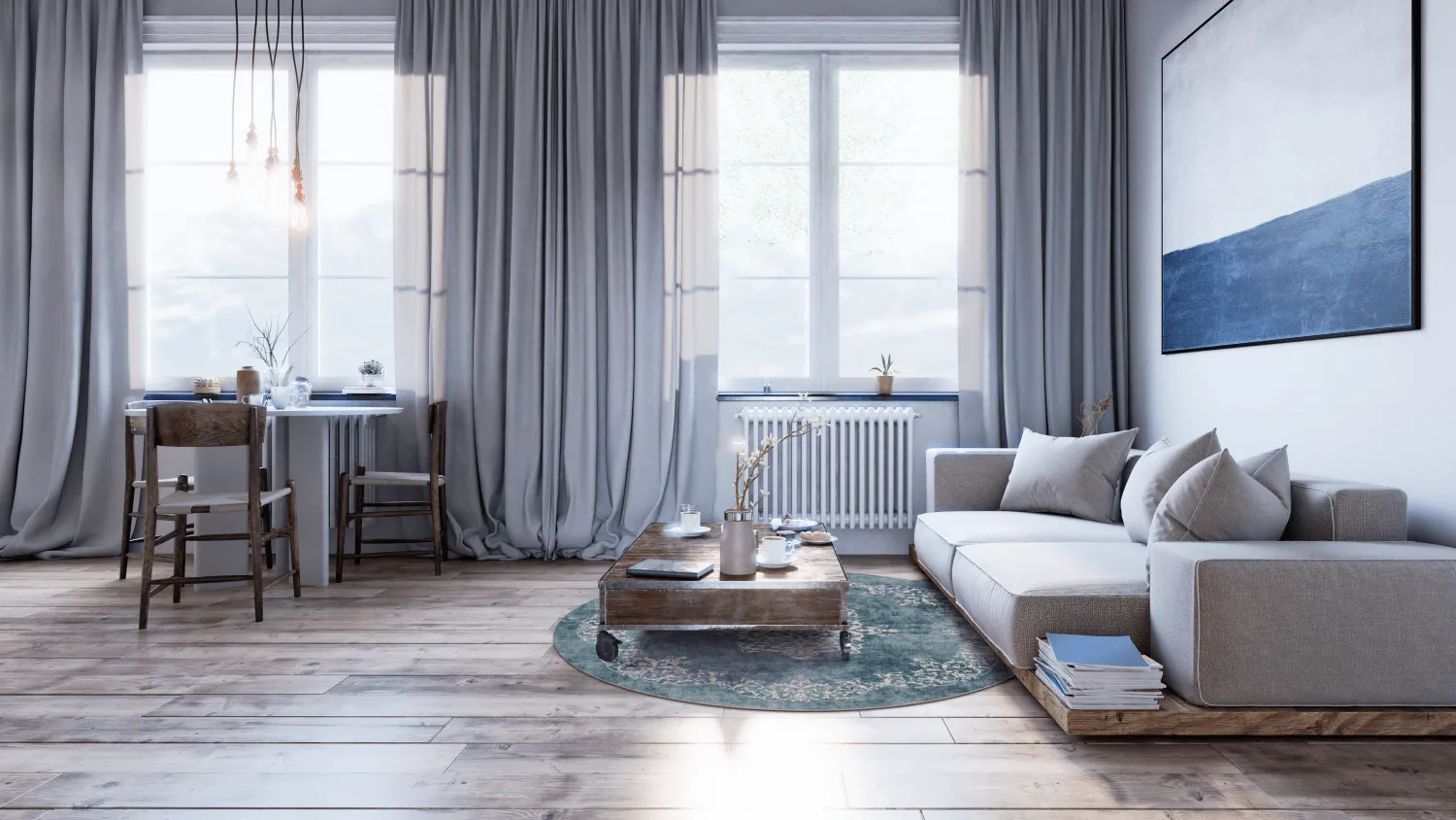 Round rug - Santi (blue/beige)