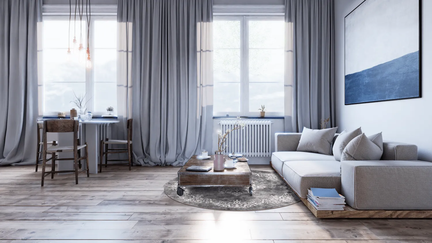 Round rug - Santi (dark grey/white)