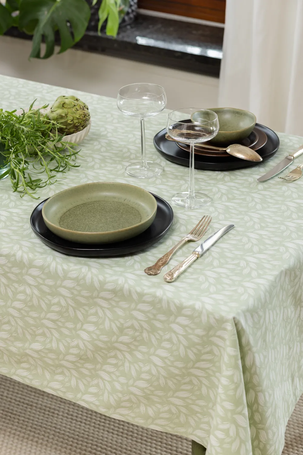 Cotton tablecloth Satu (green)