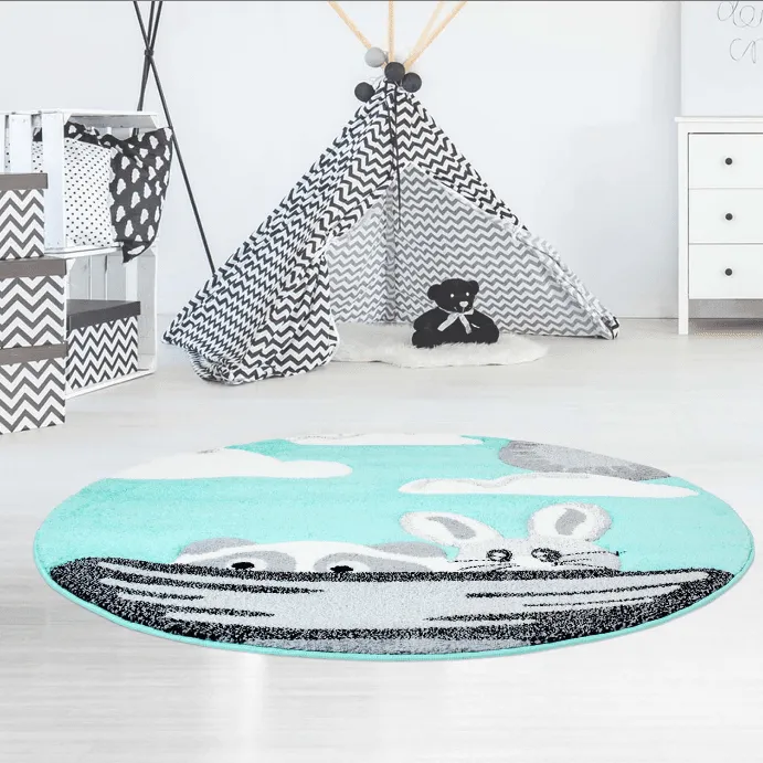 Childrens rugs - Bueno Bunny Round (turquoise)