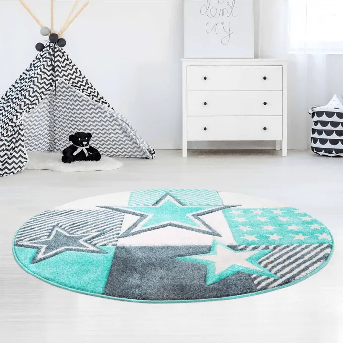 Childrens rugs - Bueno Night Stars Round (turquoise)
