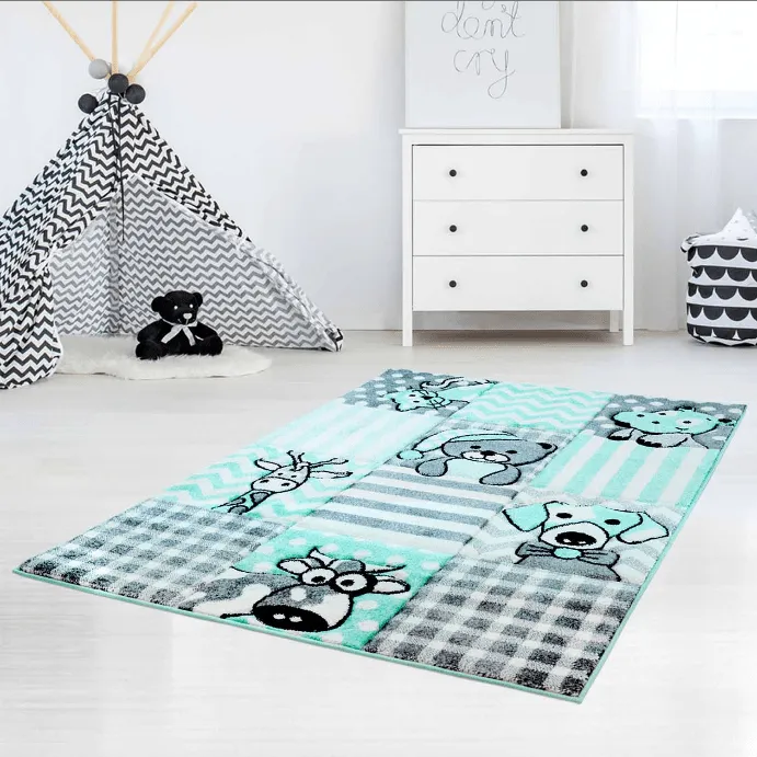 Childrens rugs - Bueno Animals (turquoise)