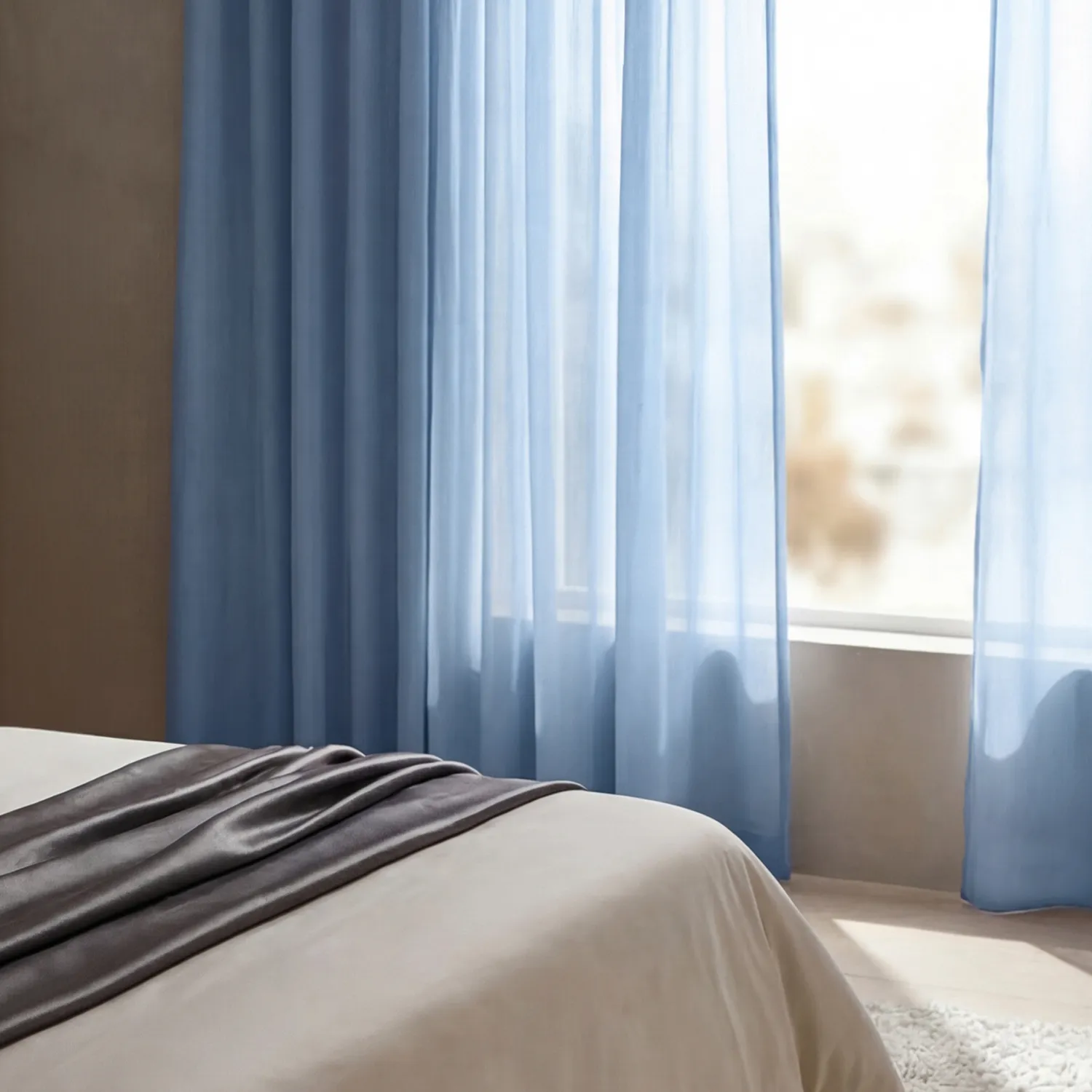Curtains 2-pack - Cotton curtain Selena (blue)
