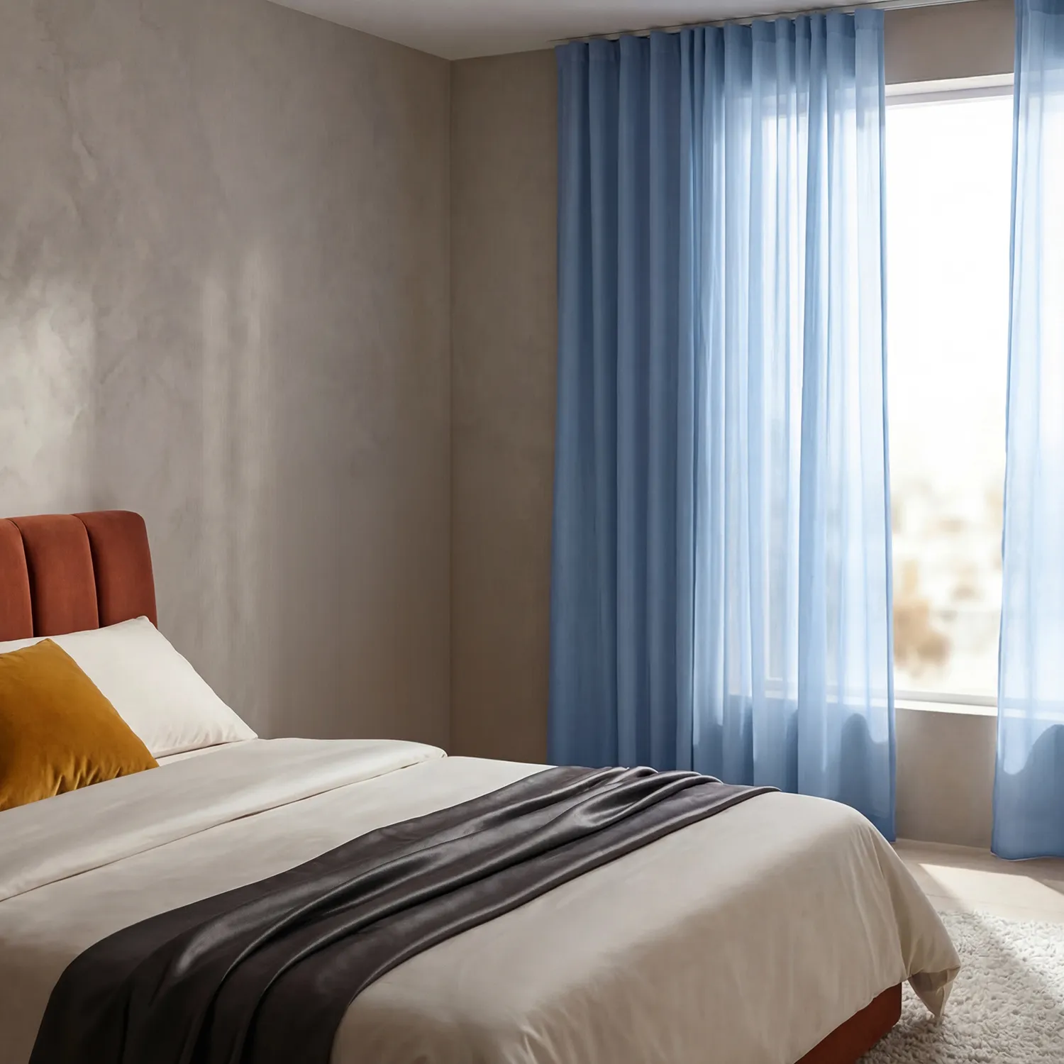 Curtains 2-pack - Cotton curtain Selena (blue)
