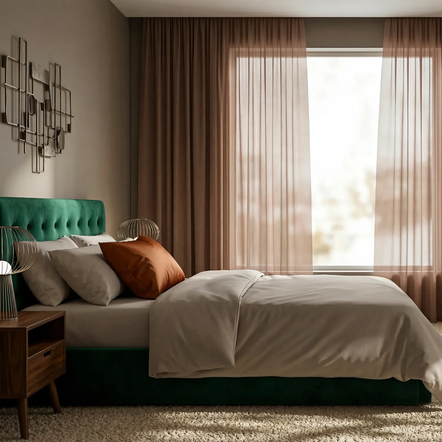 Curtains 2-pack - Cotton curtain Selena (dark brown)